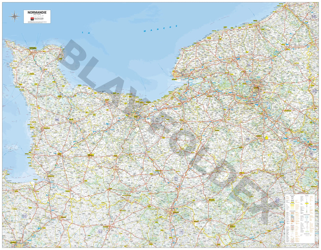 Poster - Normandie (140 × 109 cm) | Blay Foldex carte murale roulée (en tube) Blay Foldex