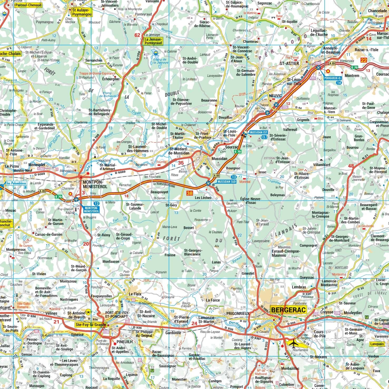 Poster - Nouvelle-Aquitaine (182 × 248 cm) | Blay Foldex carte murale roulée (en tube) Blay Foldex