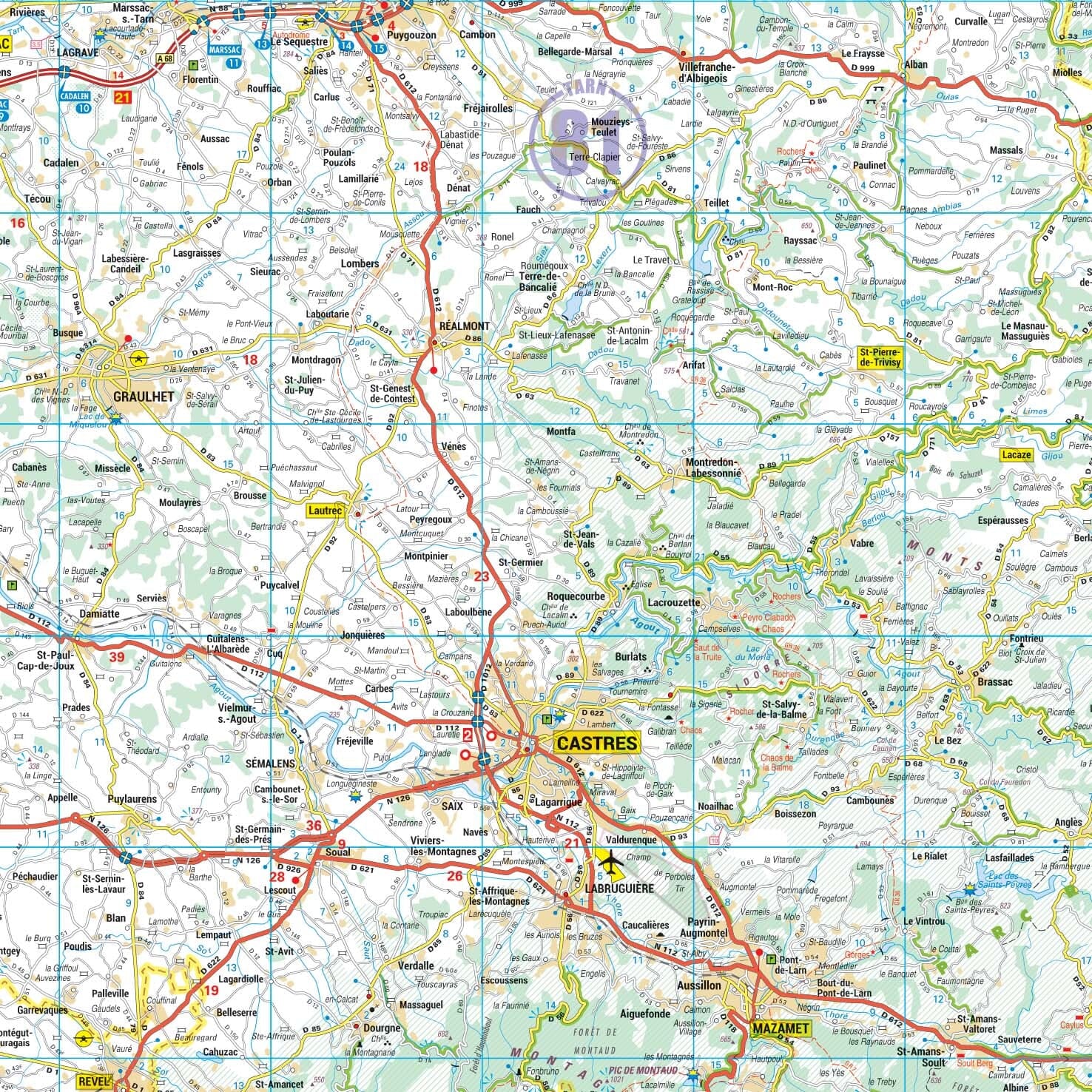 Poster - Occitanie (208 × 150 cm) | Blay Foldex carte murale roulée (en tube) Blay Foldex