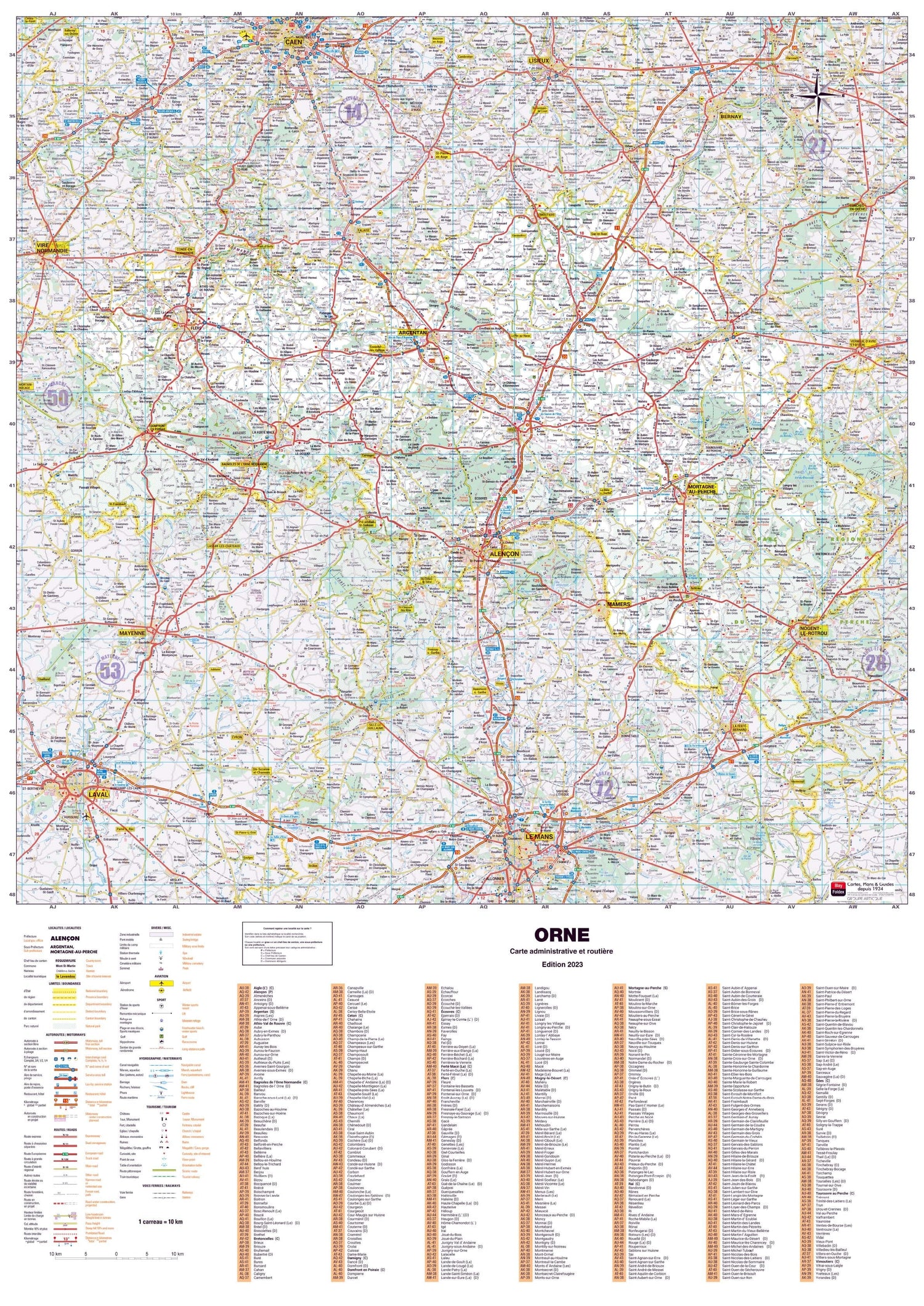 Poster - Orne (119 x 85 cm) | Blay Foldex carte murale roulée (en tube) Blay Foldex