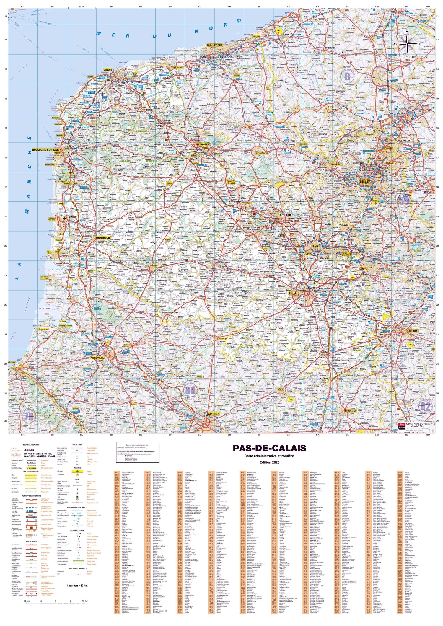 Poster - Pas-de-Calais (119 x 85 cm) | Blay Foldex carte murale roulée (en tube) Blay Foldex