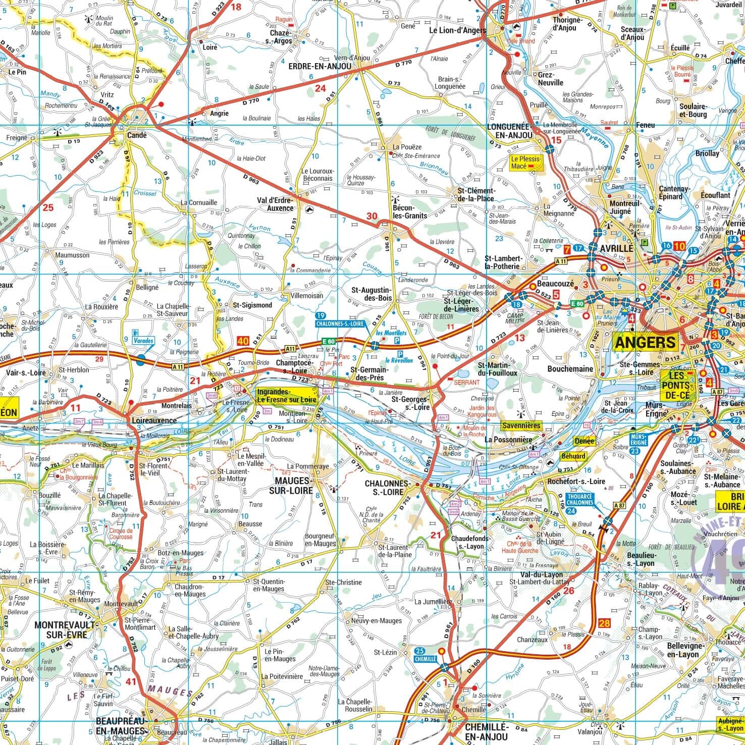 Poster - Pays de la Loire (136 × 130 cm) | Blay Foldex carte murale roulée (en tube) Blay Foldex