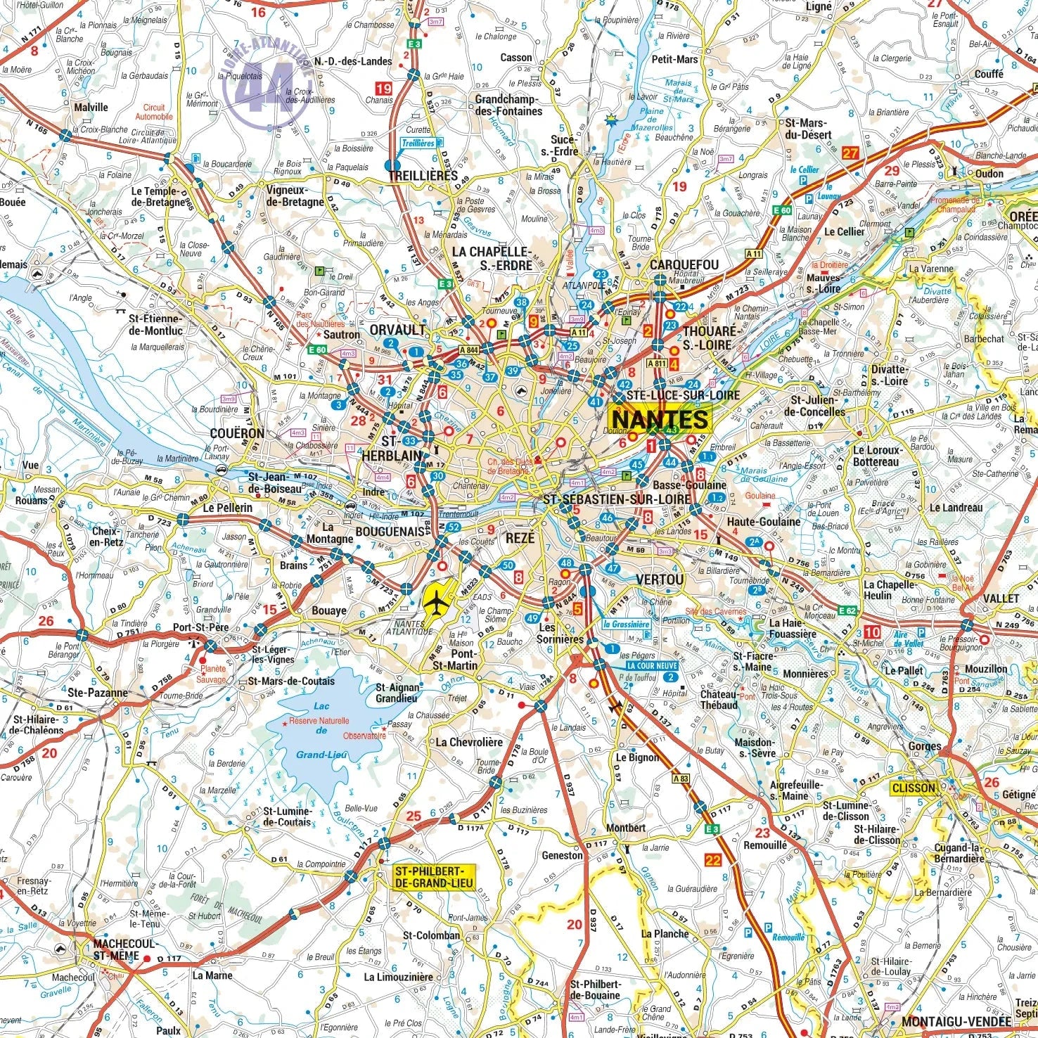 Poster - Pays de la Loire (136 × 130 cm) | Blay Foldex carte murale roulée (en tube) Blay Foldex