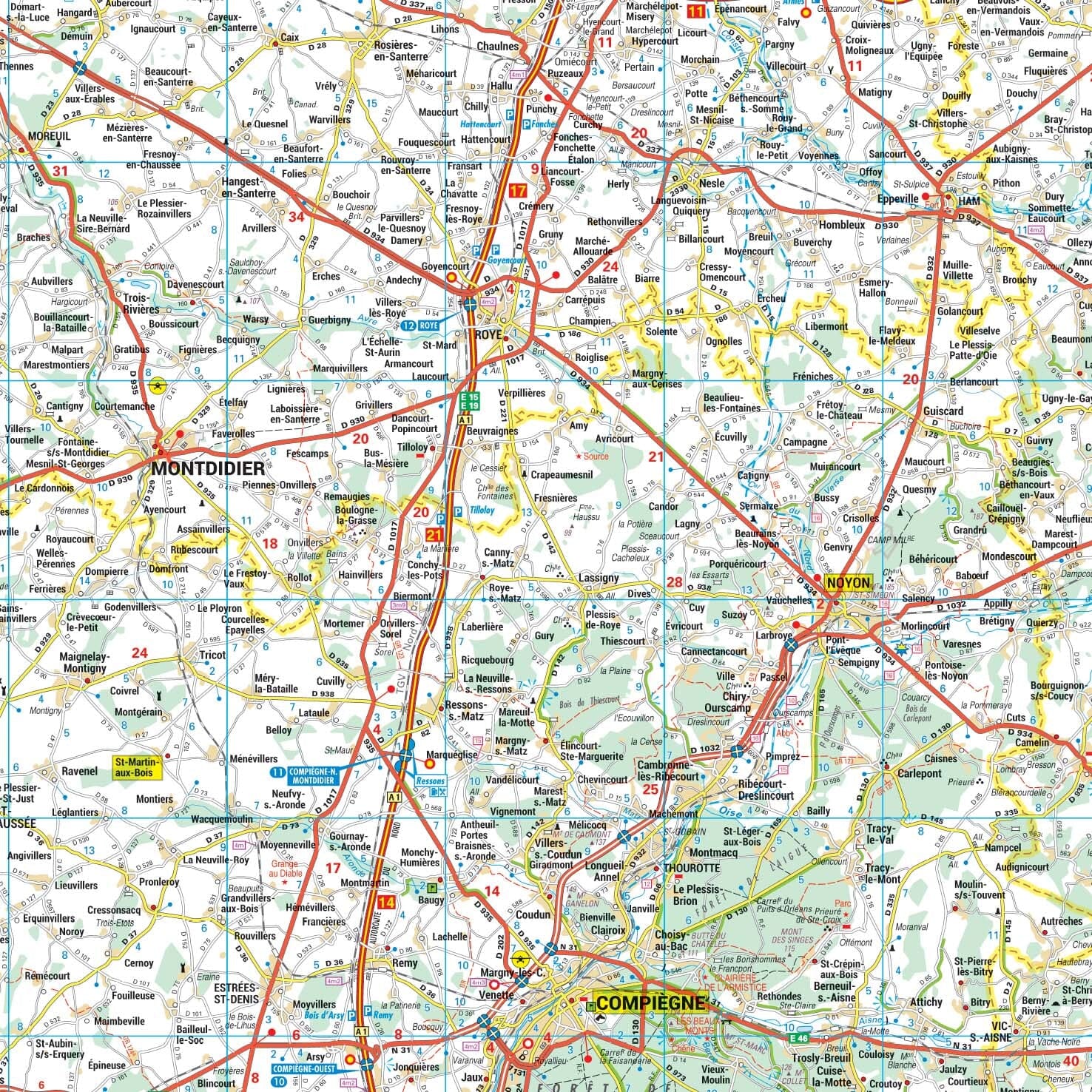 Poster - Picardie (107 × 89 cm) | Blay Foldex carte murale roulée (en tube) Blay Foldex