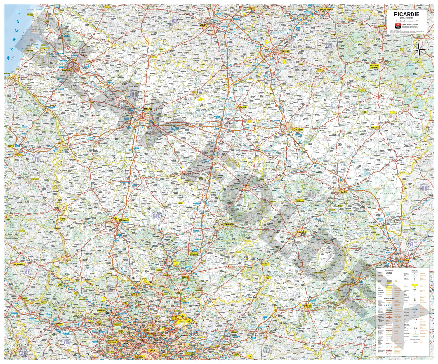 Poster - Picardie (107 × 89 cm) | Blay Foldex carte murale roulée (en tube) Blay Foldex