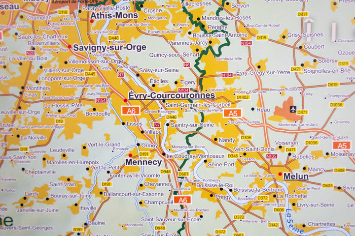 Poster plastifié - Île-de-France & Paris (100 x 80 cm) - administrative | GeoMetro carte murale roulée (en tube) GeoMetro