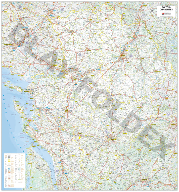 Poster - Poitou-Charentes (100 × 120 cm) | Blay Foldex carte murale roulée (en tube) Blay Foldex