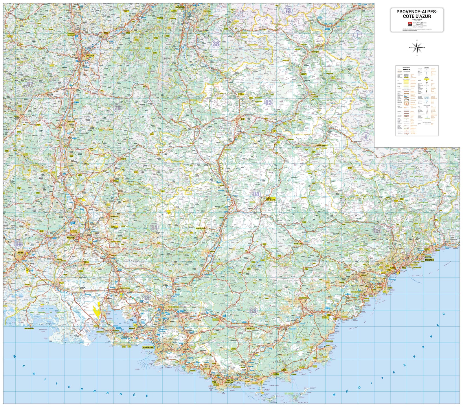 Poster - Provence-Alpes-Côte d'Azur (142 × 125 cm) | Blay Foldex carte murale roulée (en tube) Blay Foldex