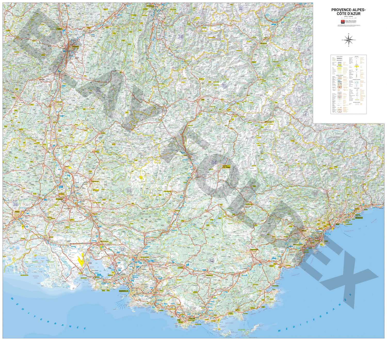 Poster - Provence-Alpes-Côte d'Azur (142 × 125 cm) | Blay Foldex carte murale roulée (en tube) Blay Foldex