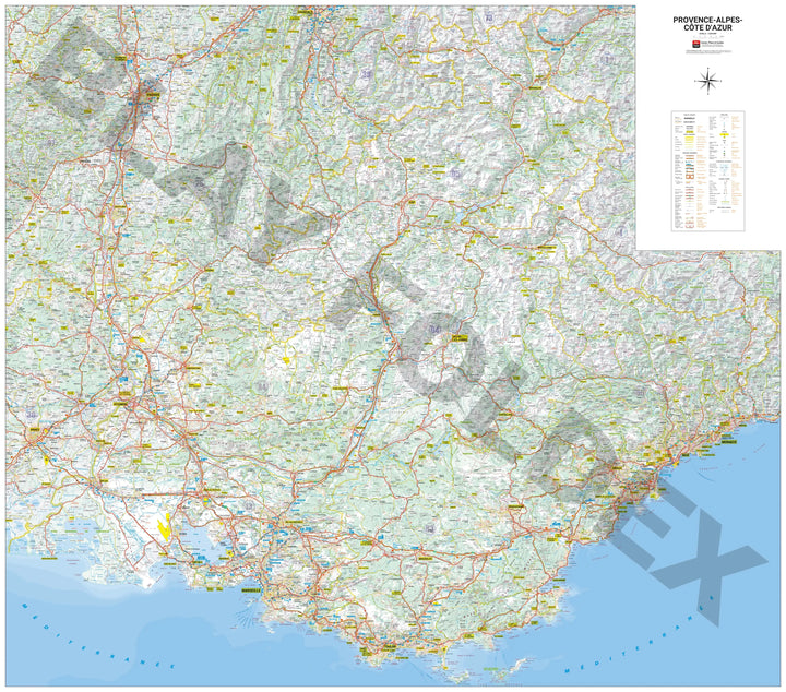 Poster - Provence-Alpes-Côte d'Azur (142 × 125 cm) | Blay Foldex carte murale roulée (en tube) Blay Foldex