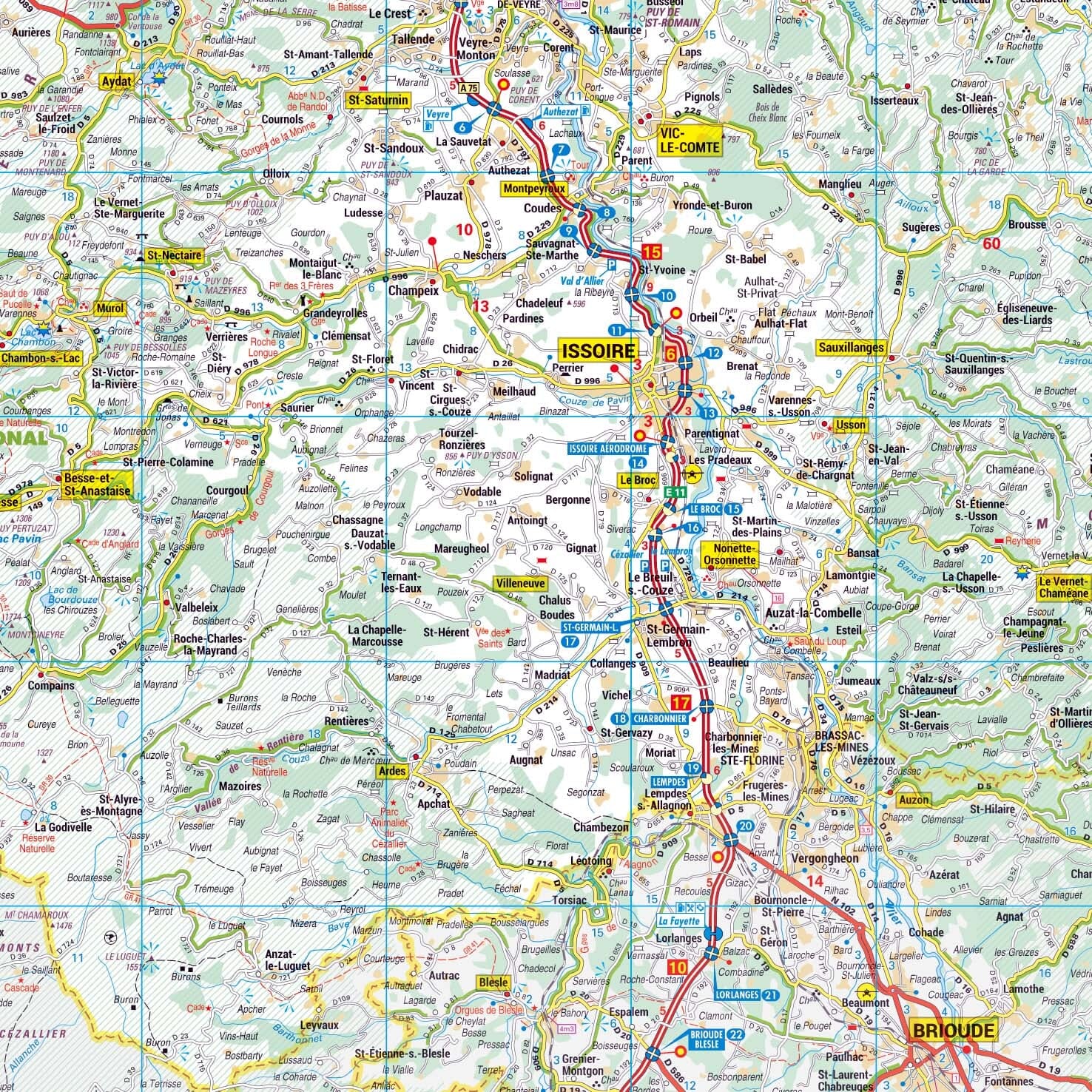 Poster - Puy-de-Dôme (119 x 85 cm) | Blay Foldex carte murale roulée (en tube) Blay Foldex