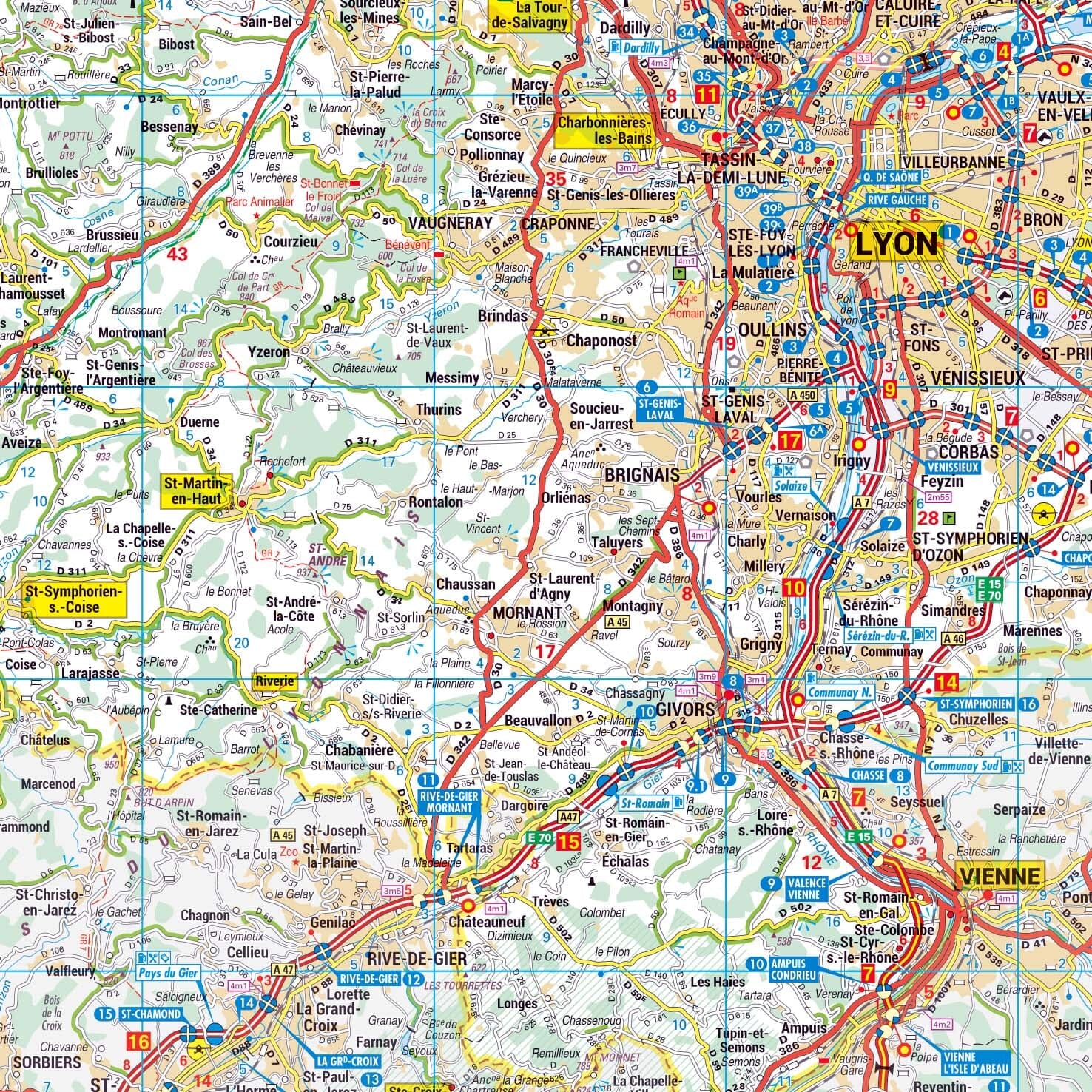 Poster - Rhône (119 x 85 cm) | Blay Foldex carte murale roulée (en tube) Blay Foldex