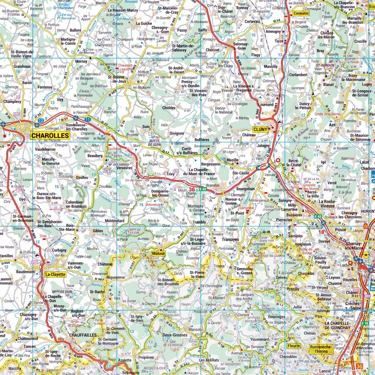 Poster - Saône-et-Loire (119 x 85 cm) | Blay Foldex carte murale roulée (en tube) Blay Foldex