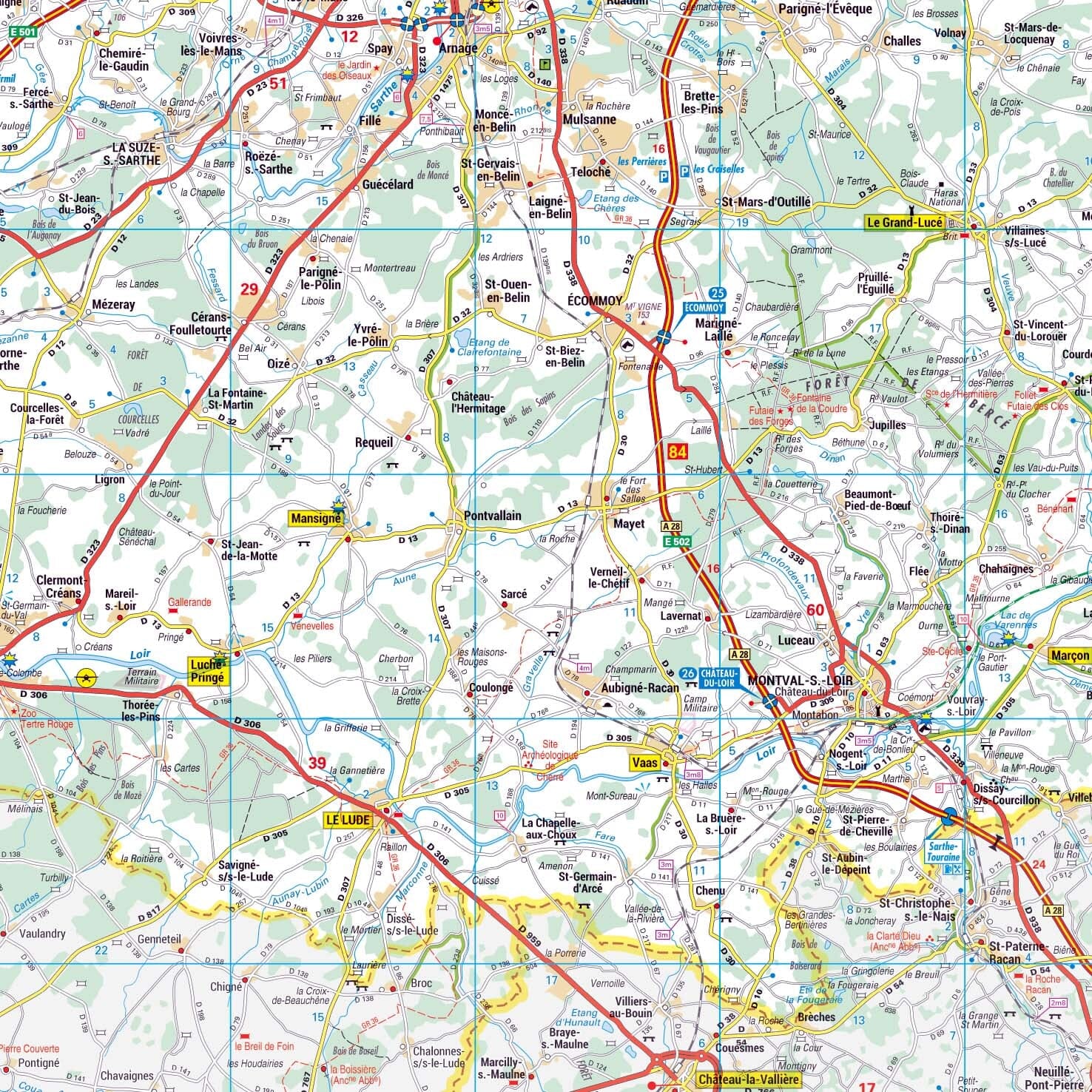 Poster - Sarthe (119 x 85 cm) | Blay Foldex carte murale roulée (en tube) Blay Foldex