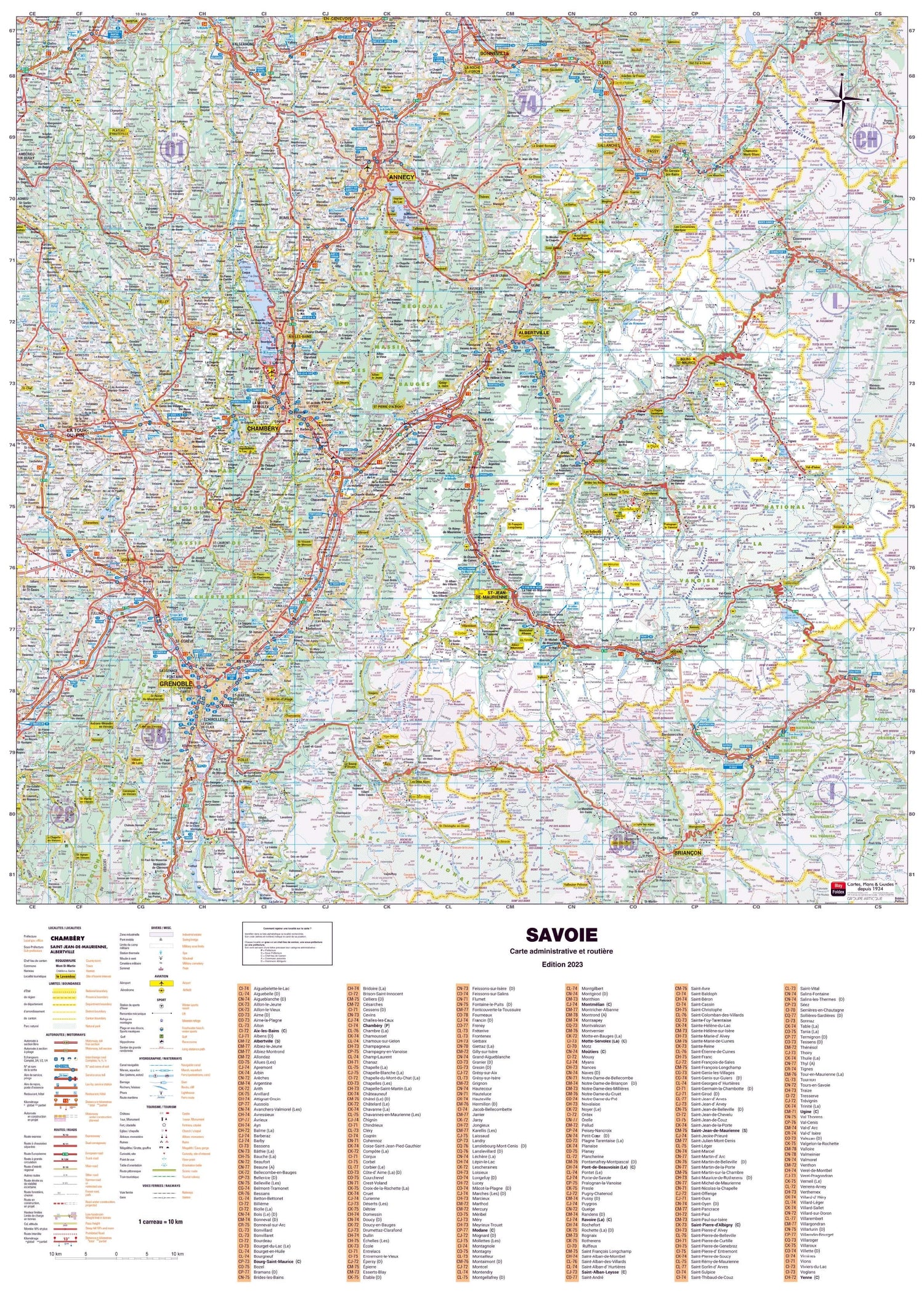 Poster - Savoie (119 x 85 cm) | Blay Foldex carte murale roulée (en tube) Blay Foldex