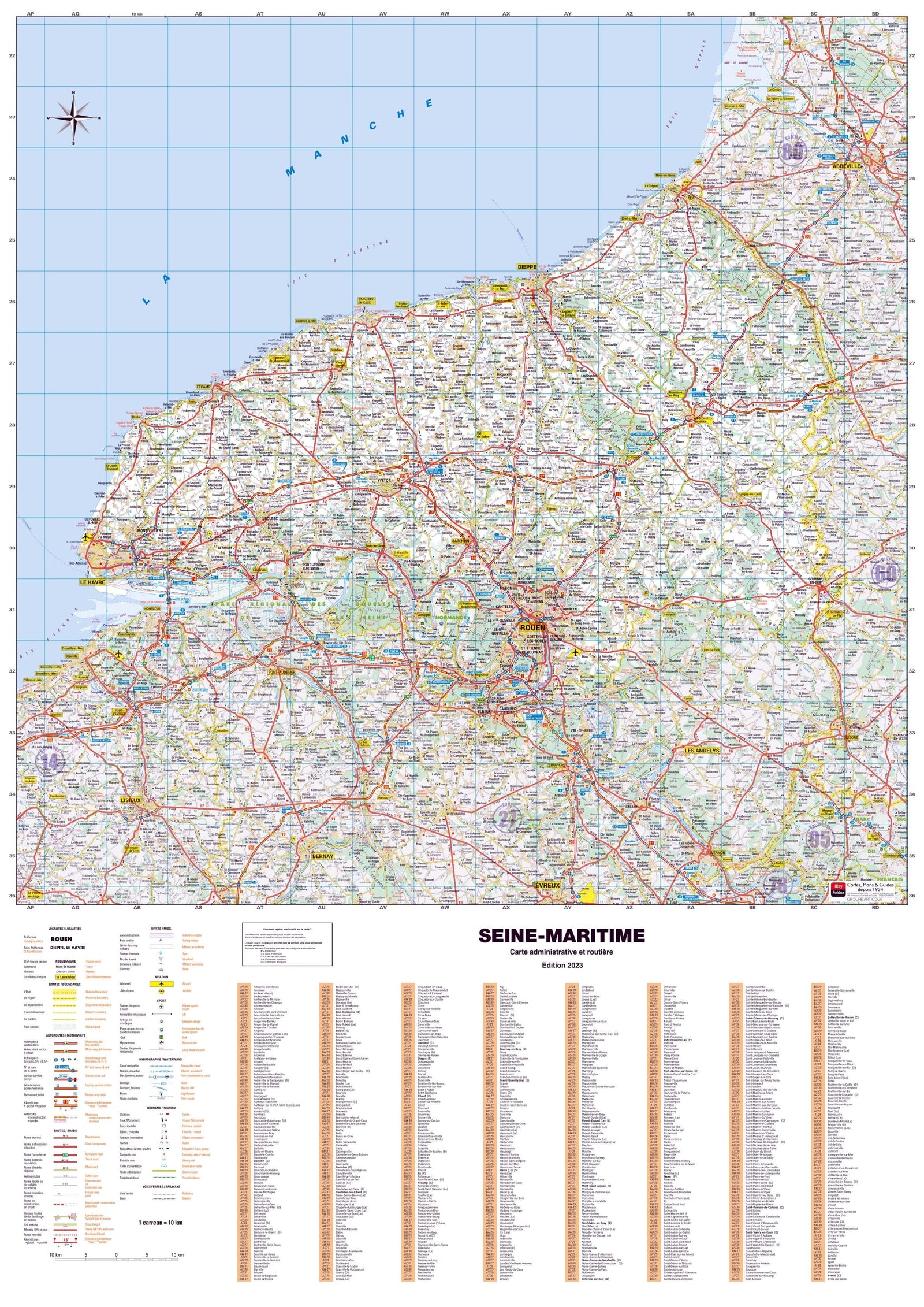 Poster - Seine-Maritime (119 x 85 cm) | Blay Foldex carte murale roulée (en tube) Blay Foldex