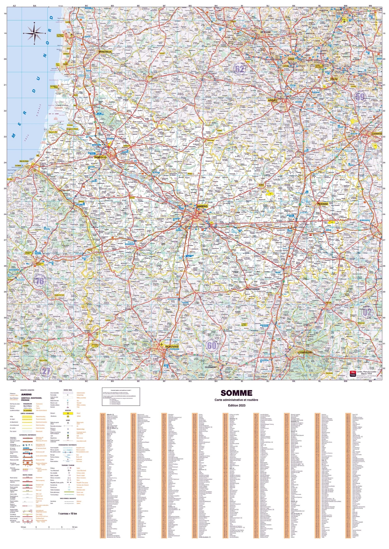Poster - Somme (119 x 85 cm) | Blay Foldex carte murale roulée (en tube) Blay Foldex