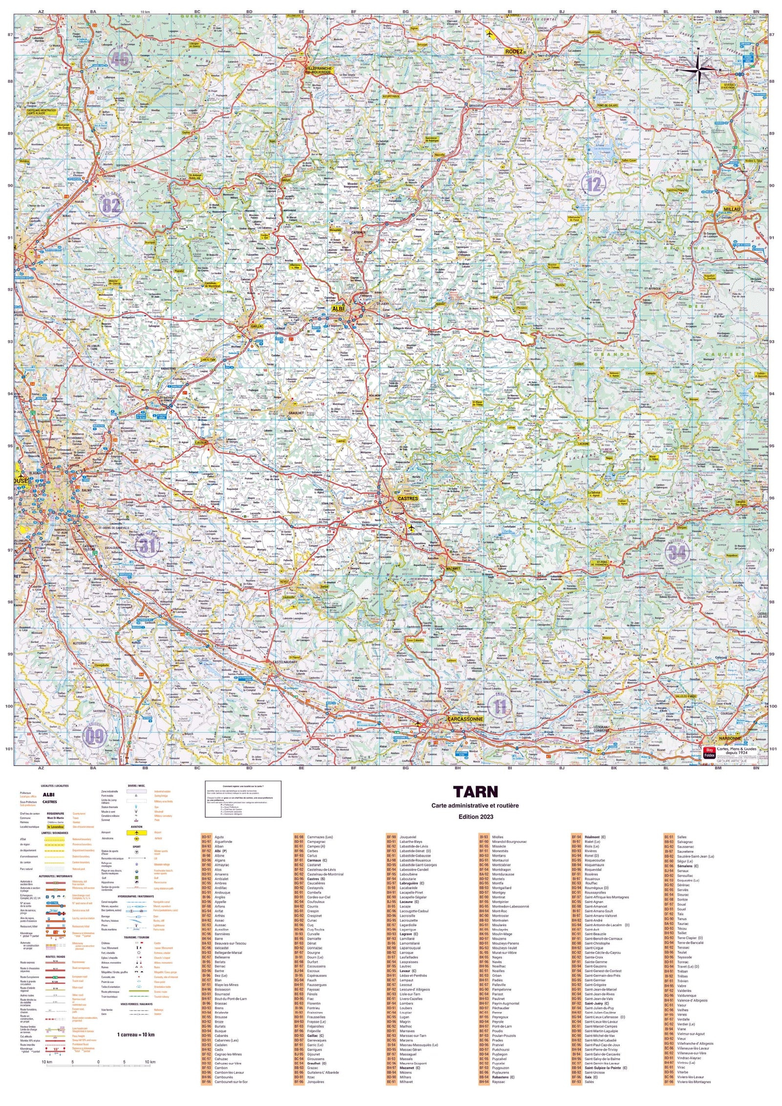 Poster - Tarn (119 x 85 cm) | Blay Foldex carte murale roulée (en tube) Blay Foldex