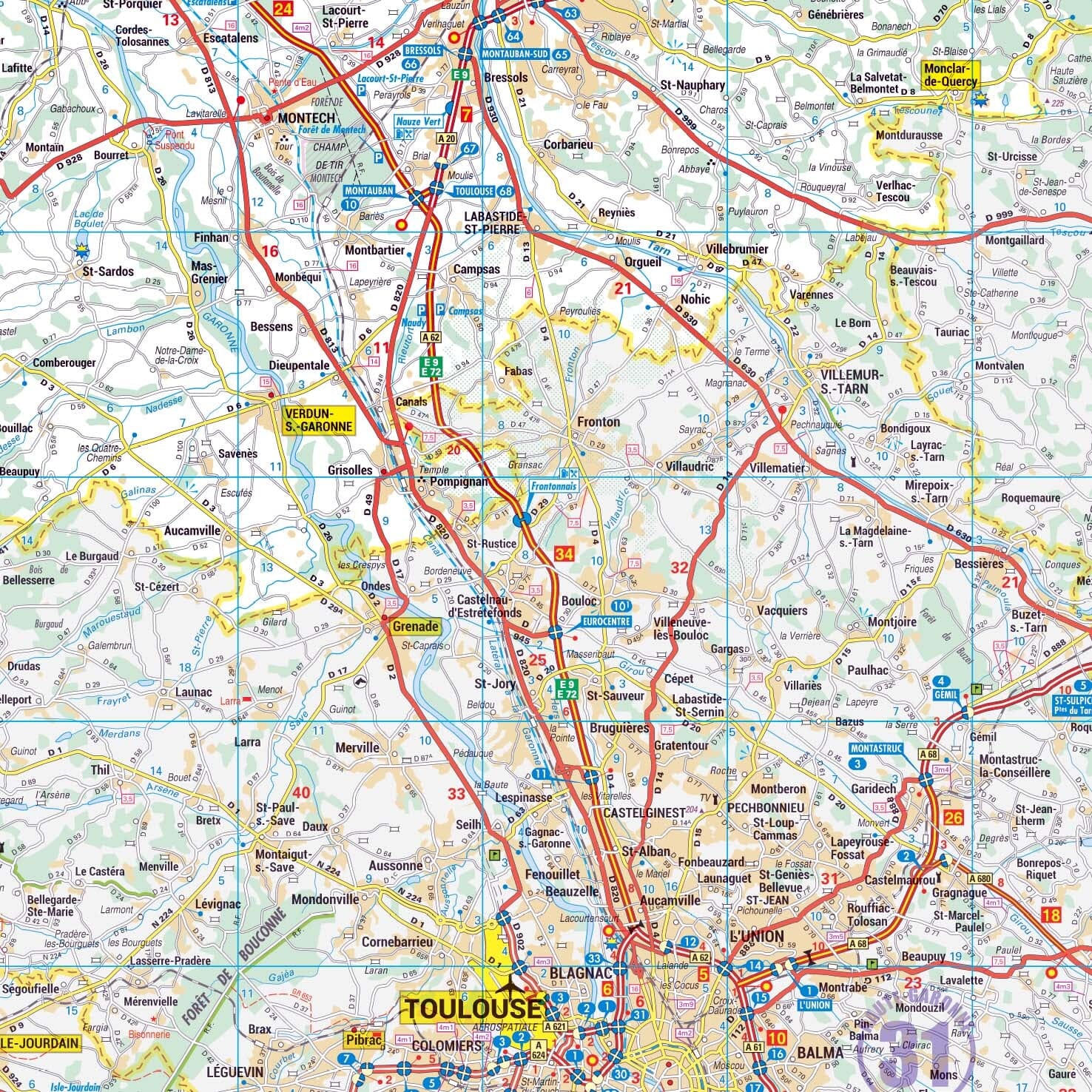 Poster - Tarn-et-Garonne (119 x 85 cm) | Blay Foldex carte murale roulée (en tube) Blay Foldex