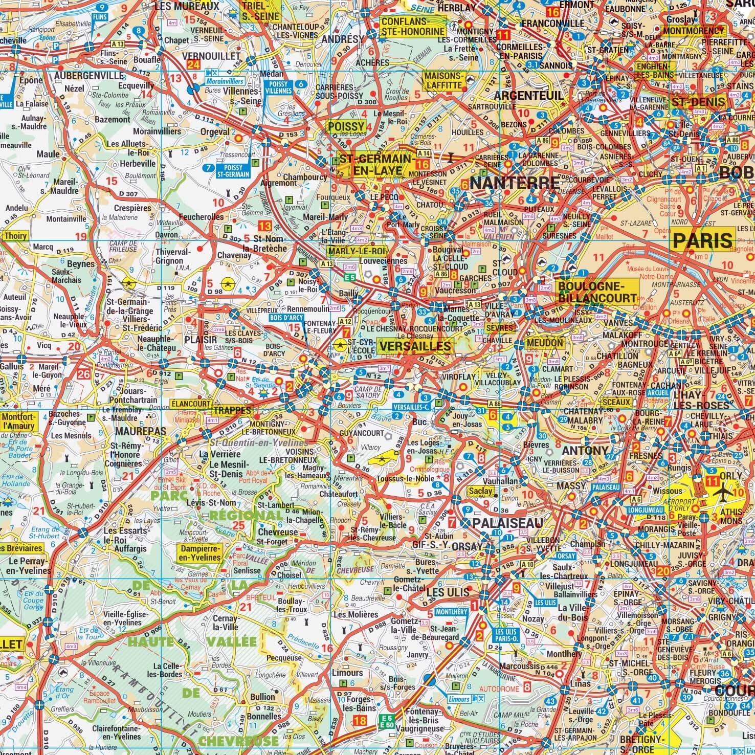 Poster - Val-d'Oise (119 x 85 cm) | Blay Foldex carte murale roulée (en tube) Blay Foldex