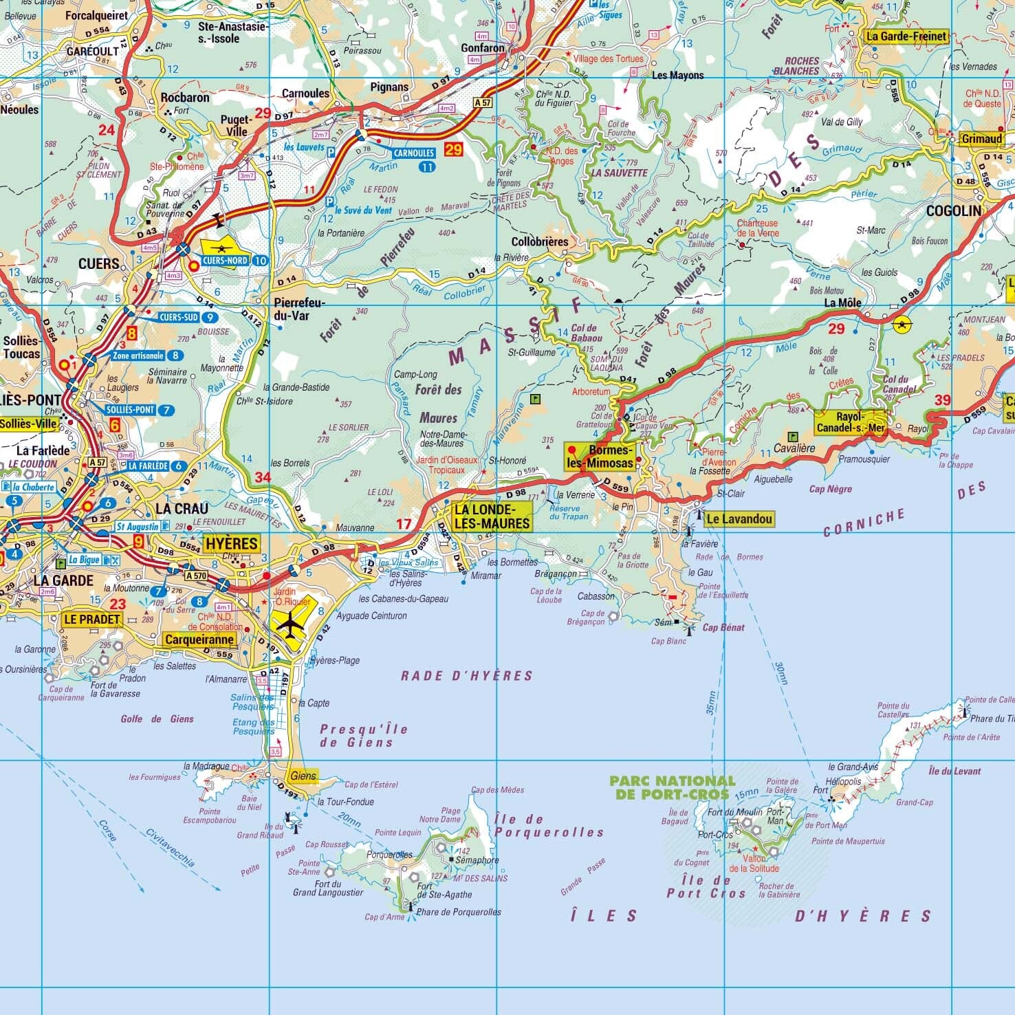 Poster - Var (119 x 85 cm) | Blay Foldex carte murale roulée (en tube) Blay Foldex