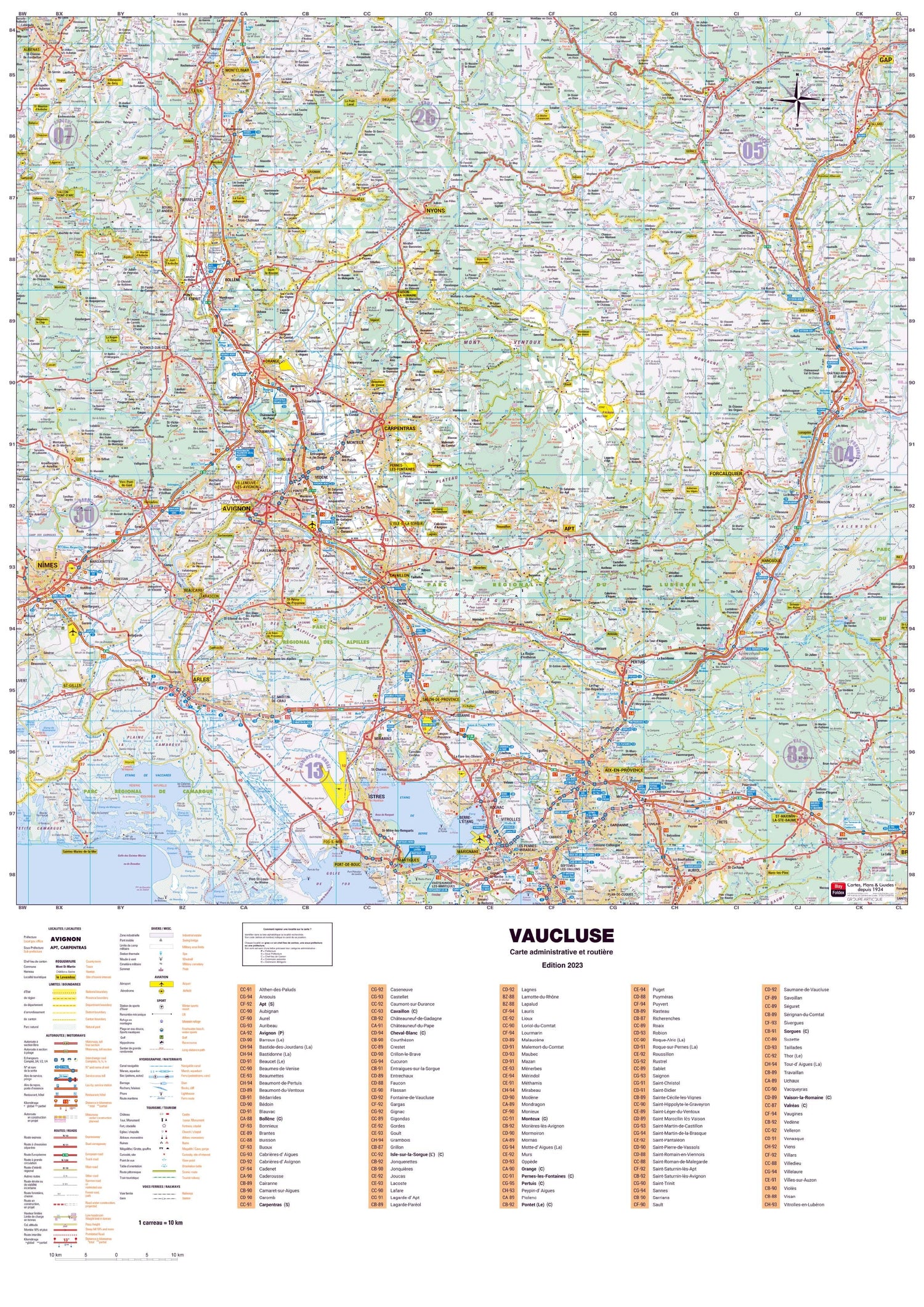 Poster - Vaucluse (119 x 85 cm) | Blay Foldex carte murale roulée (en tube) Blay Foldex