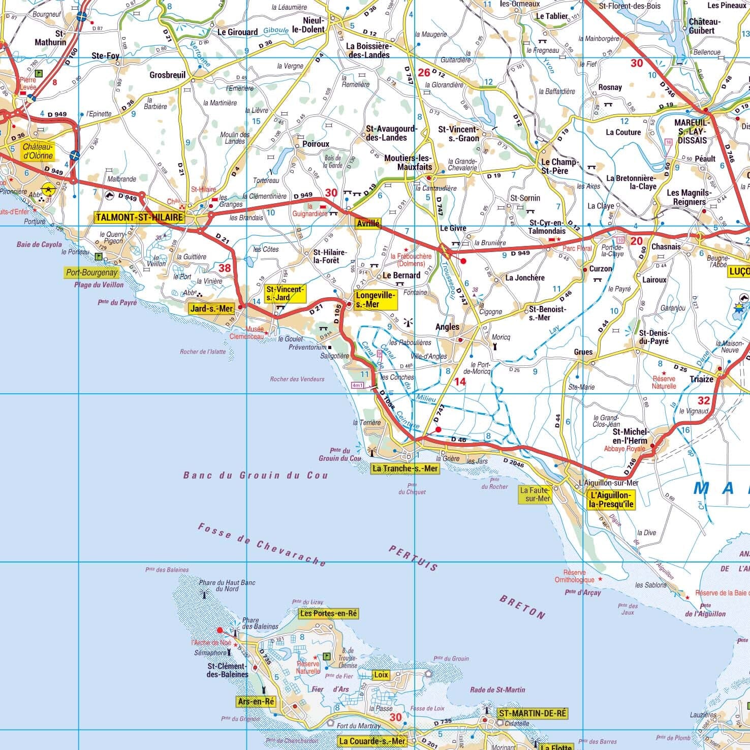 Poster - Vendée (119 x 85 cm) | Blay Foldex carte murale roulée (en tube) Blay Foldex