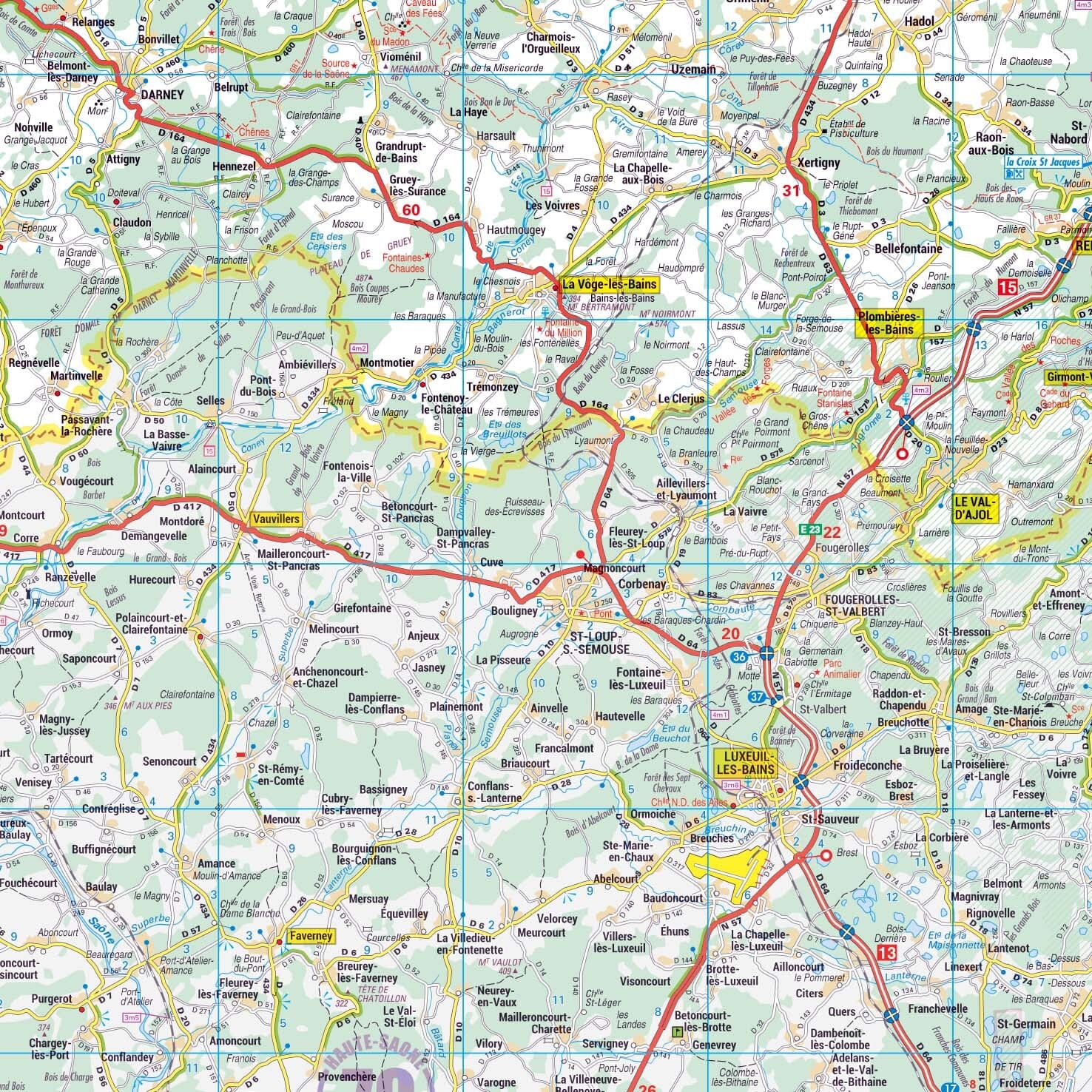 Poster - Vosges (119 x 85 cm) | Blay Foldex carte murale roulée (en tube) Blay Foldex