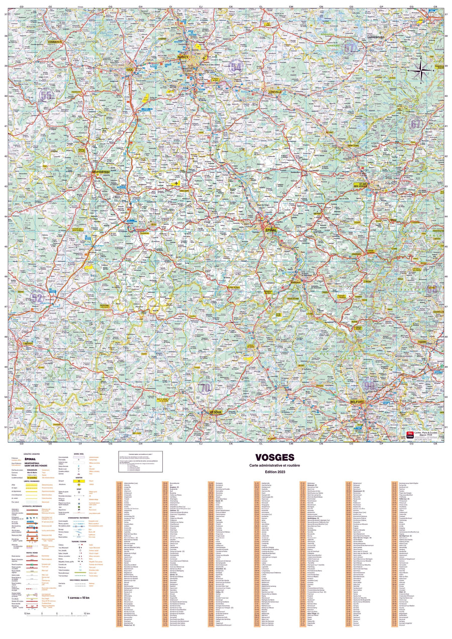 Poster - Vosges (119 x 85 cm) | Blay Foldex carte murale hors dimensions Blay Foldex 