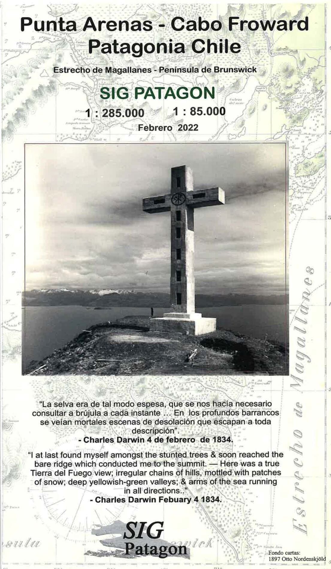 Punta Arenas : Peninsula de Brunswick : Estrecho de Magallanes - Cabo Froward (édition espagnole) | SIG Patagon carte routière SIG Patagon