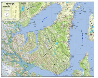 Punta Arenas : Peninsula de Brunswick : Estrecho de Magallanes - Cabo Froward (édition espagnole) | SIG Patagon carte routière SIG Patagon 