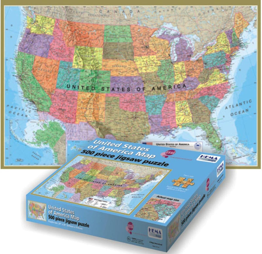 Puzzle (500 pièces) - USA (en anglais) | Round World puzzle Round World 