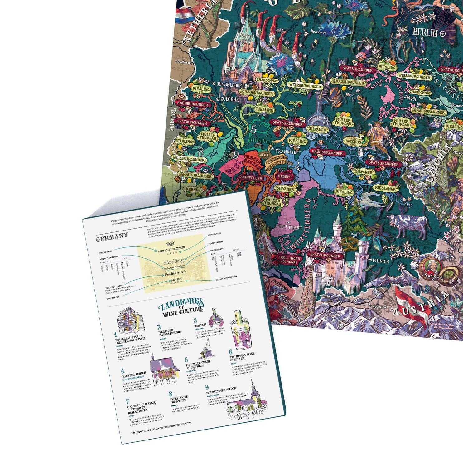 Puzzle de 1000 pièces - Les vins d'Allemagne (48 x 68 cm) puzzle Water & Wines 