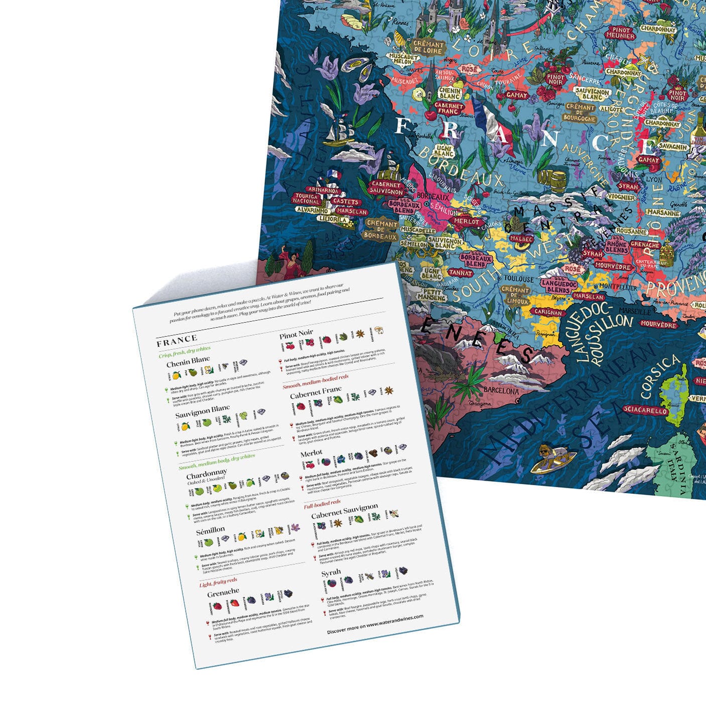 Puzzle de 1000 pièces - Les vins de France (48 x 68 cm) puzzle Water & Wines 