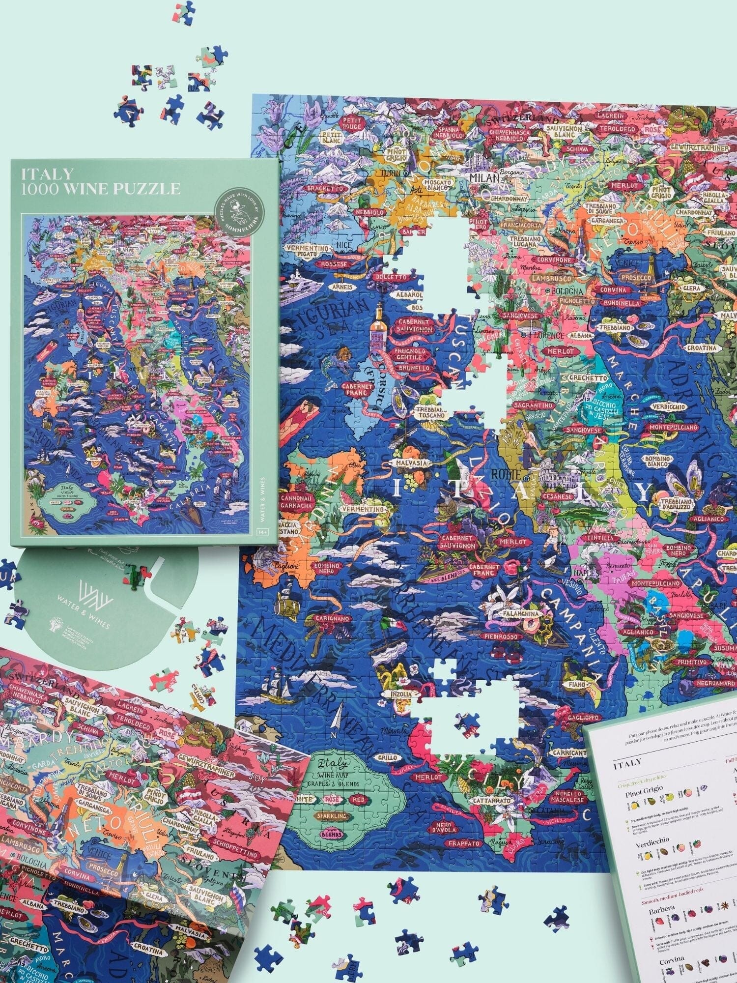 Puzzle de 1000 pièces - Les vins d'Italie (48 x 68 cm) puzzle Water & Wines 