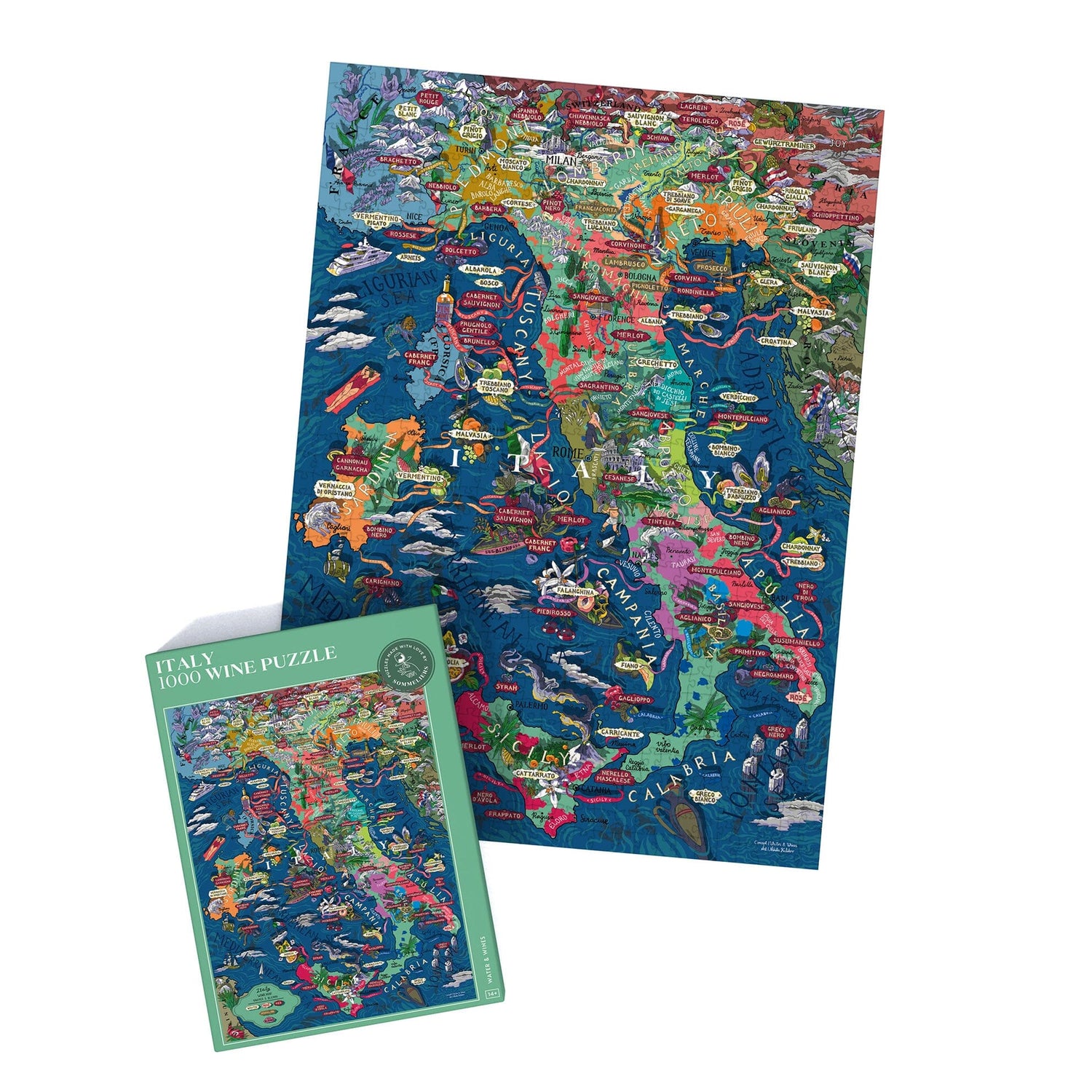 Puzzle de 1000 pièces - Les vins d'Italie (48 x 68 cm) puzzle Water & Wines 