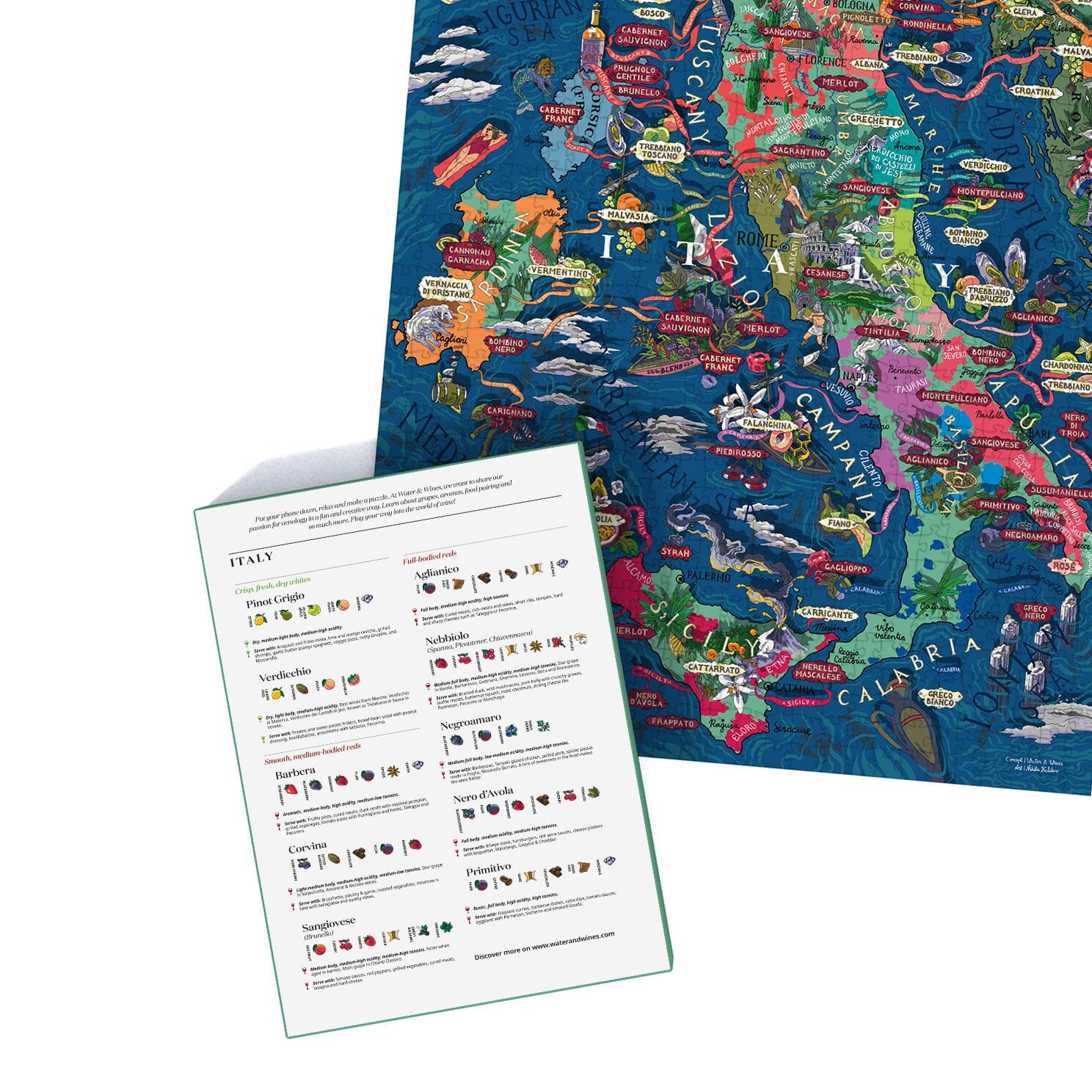 Puzzle de 1000 pièces - Les vins d'Italie (48 x 68 cm) puzzle Water & Wines 