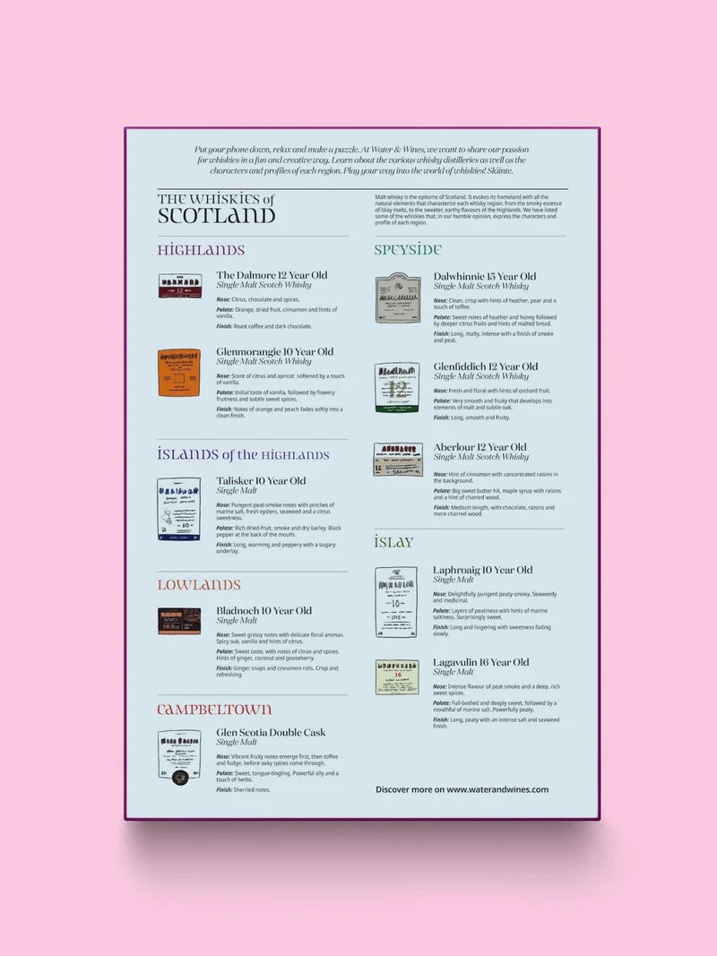 Puzzle de 1000 pièces - Les whiskey d'Écosse (48 x 68 cm) puzzle Water & Wines 