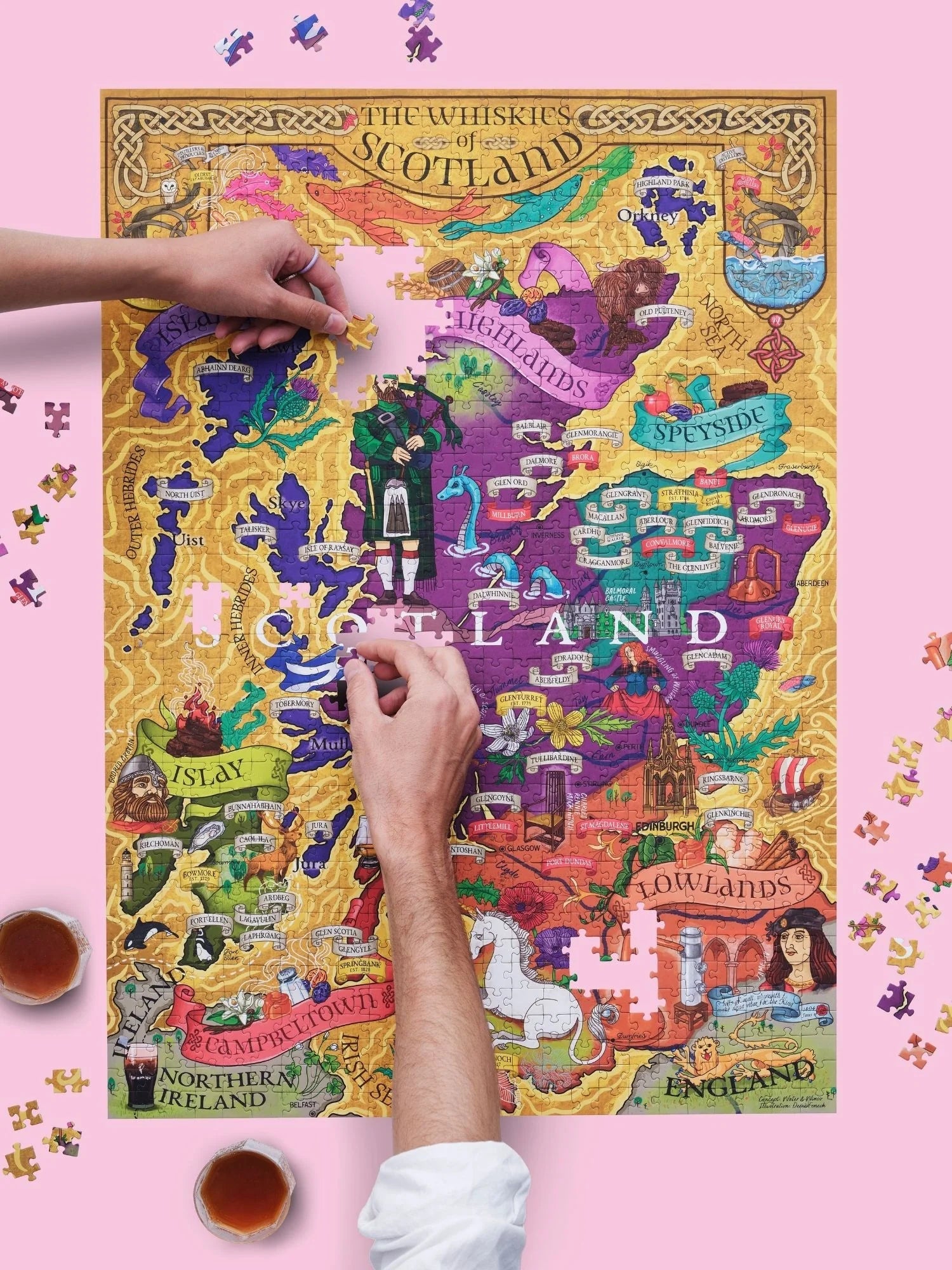 Puzzle de 1000 pièces - Les whiskey d'Écosse (48 x 68 cm) puzzle Water & Wines 