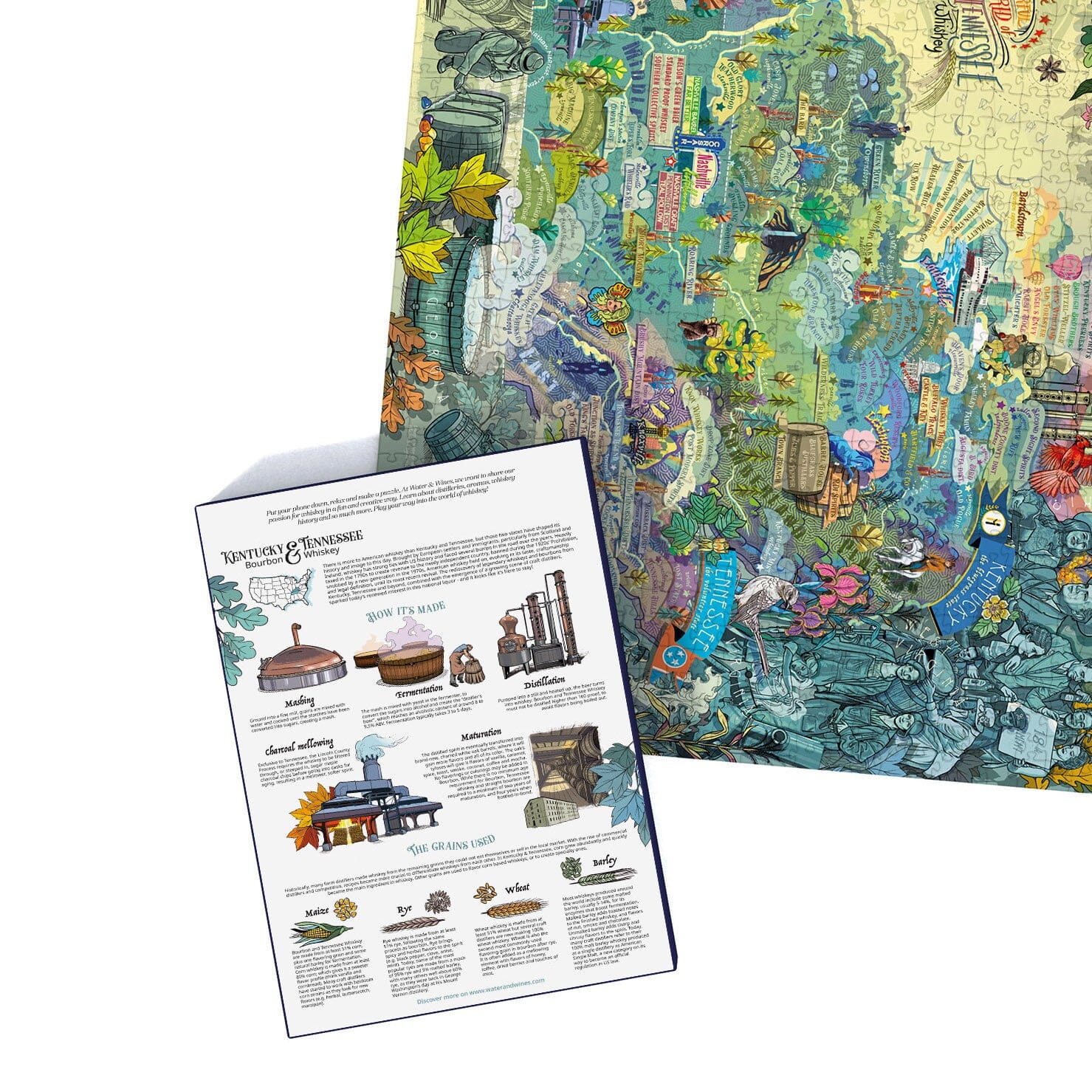 Puzzle de 1000 pièces - Les whiskies du Kentucky & Tennessee (48 x 68 cm) puzzle Water & Wines 