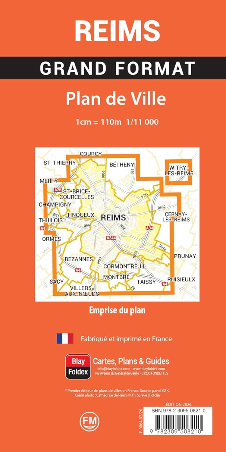 Reims - Plan de ville grand format | Blay Foldex plan de ville Blay Foldex 