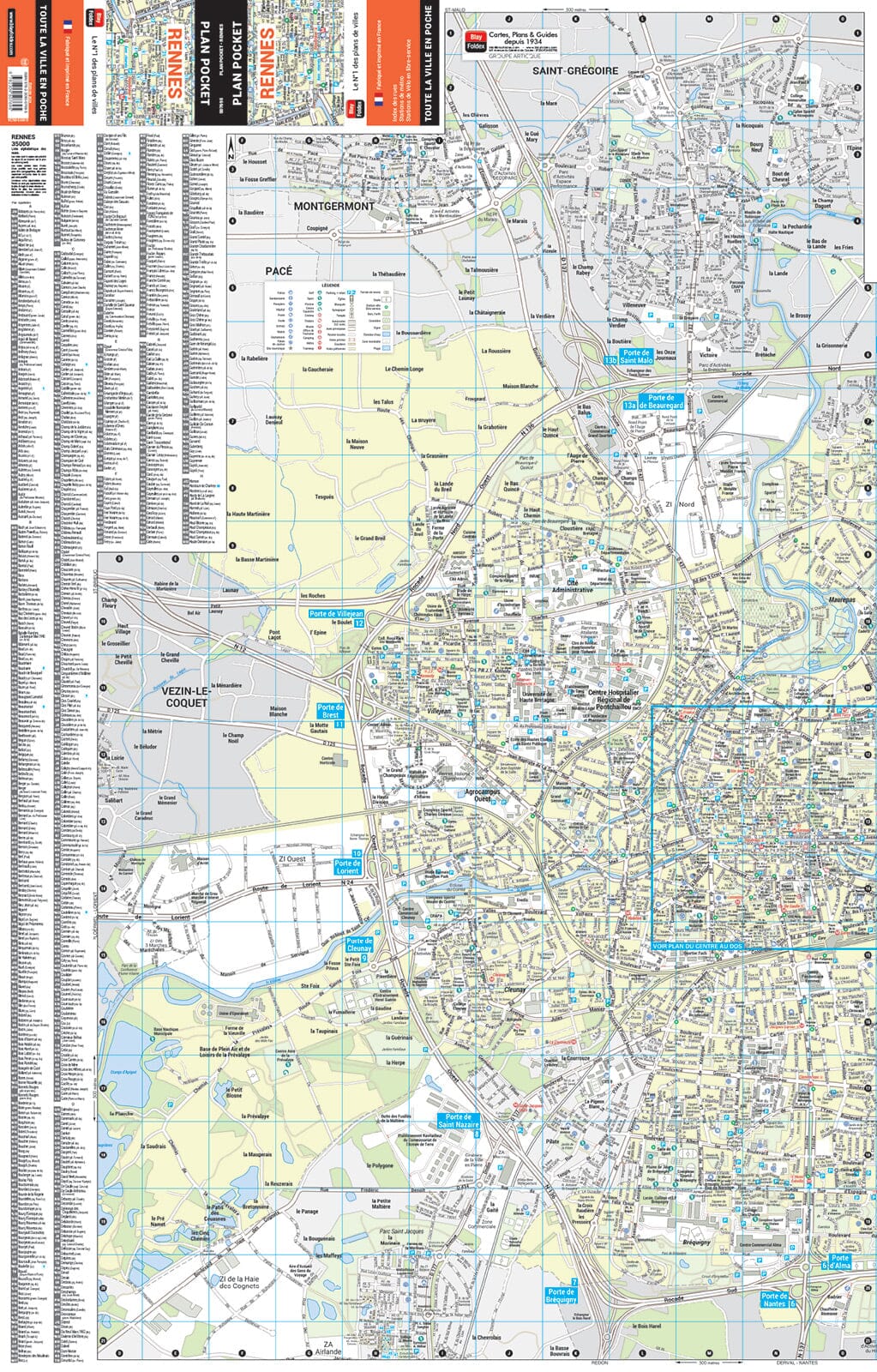 Rennes, Ille-et-Vilaine - Plan de ville "pocket" | Blay Foldex plan de ville Blay Foldex