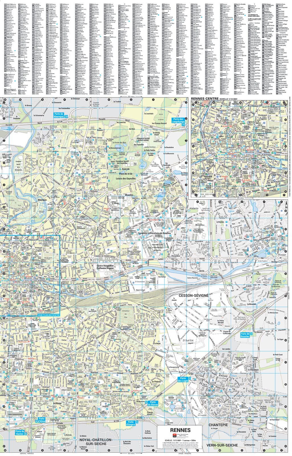 Rennes, Ille-et-Vilaine - Plan de ville "pocket" | Blay Foldex plan de ville Blay Foldex