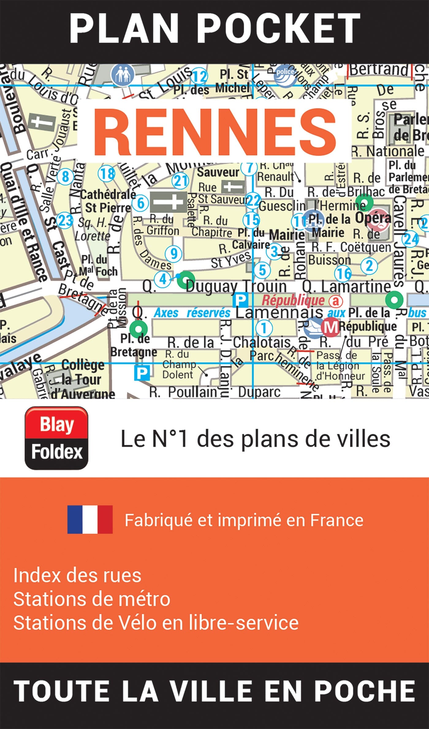 Rennes, Ille-et-Vilaine - Plan de ville "pocket" | Blay Foldex plan de ville Blay Foldex