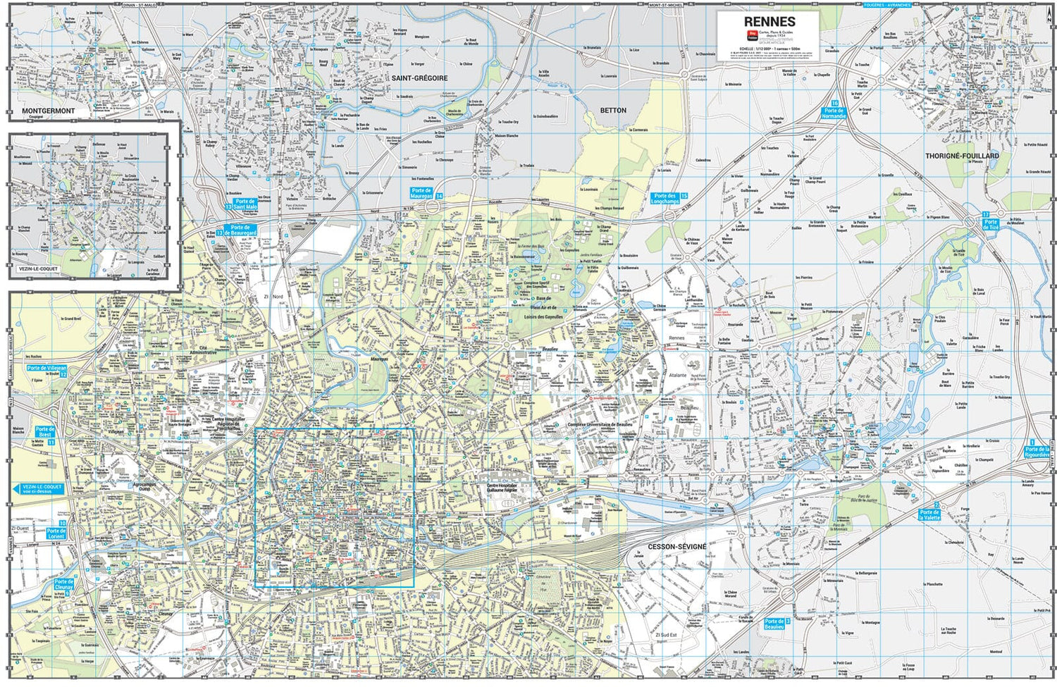 Map De Rennes Rennes - Large format city map | Blay Foldex – Cartovia