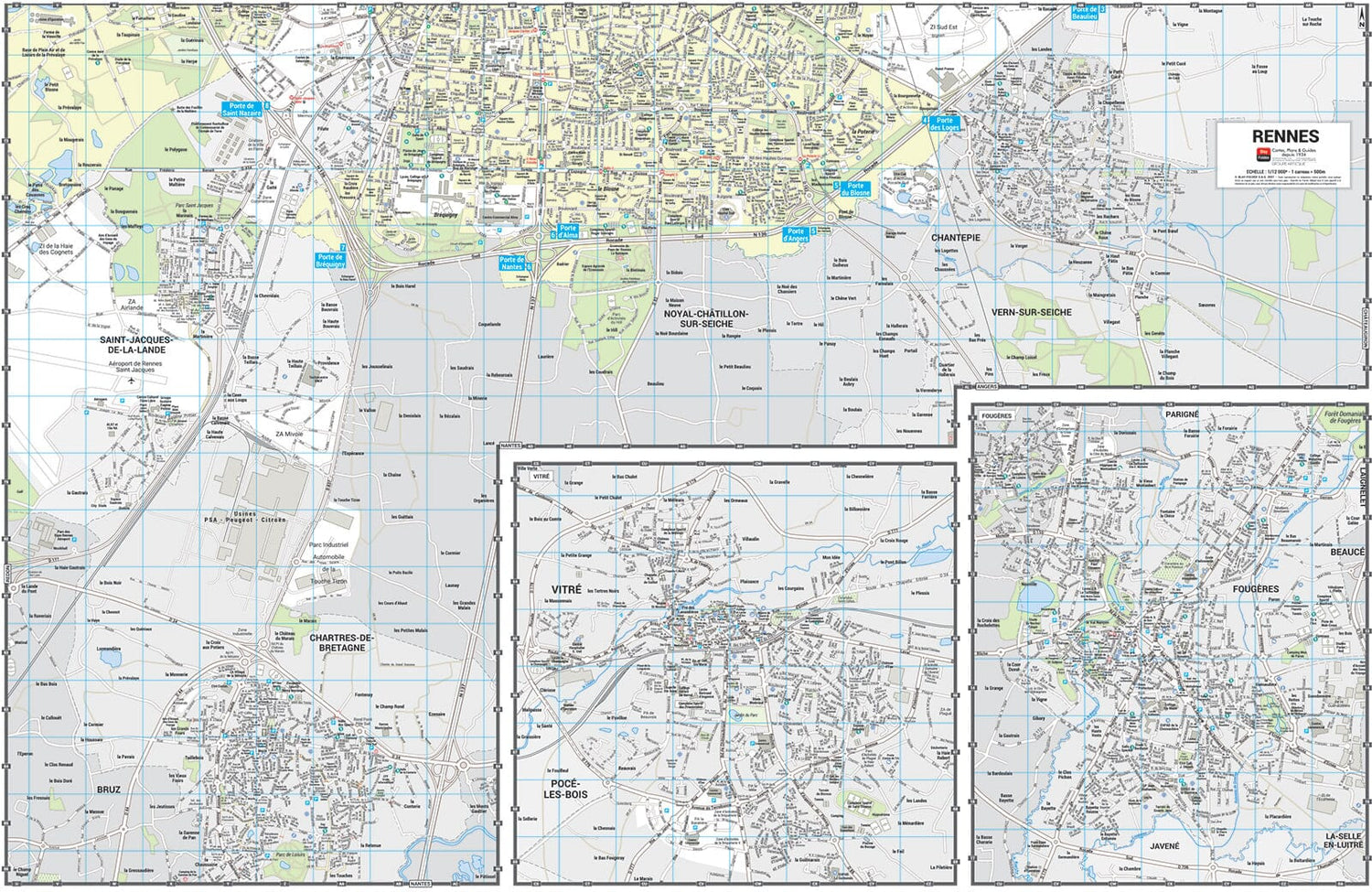 Rennes - Plan de ville grand format | Blay Foldex plan de ville Blay Foldex
