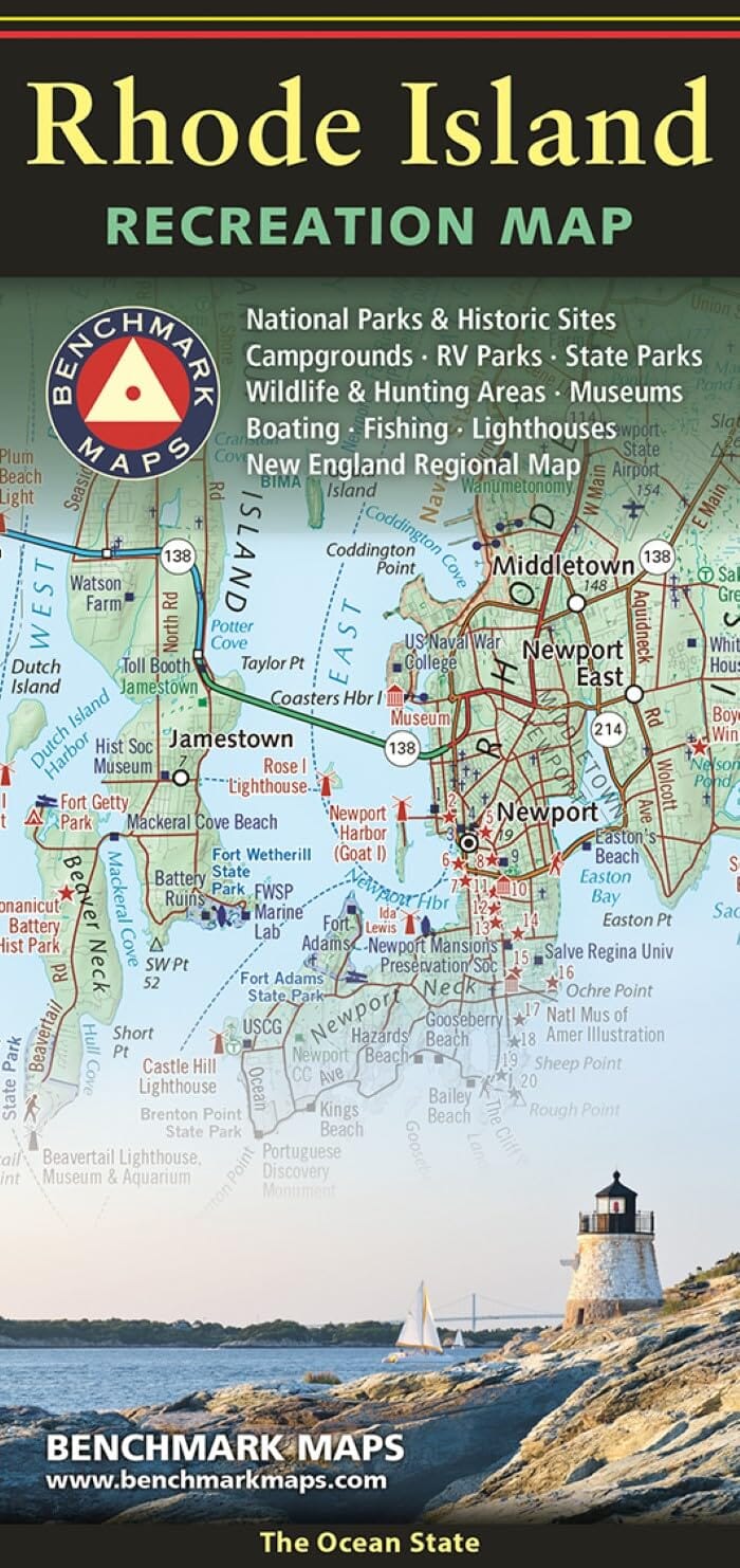 Rhode Island Recreation Map | Benchmark Maps carte routière Benchmark Maps 