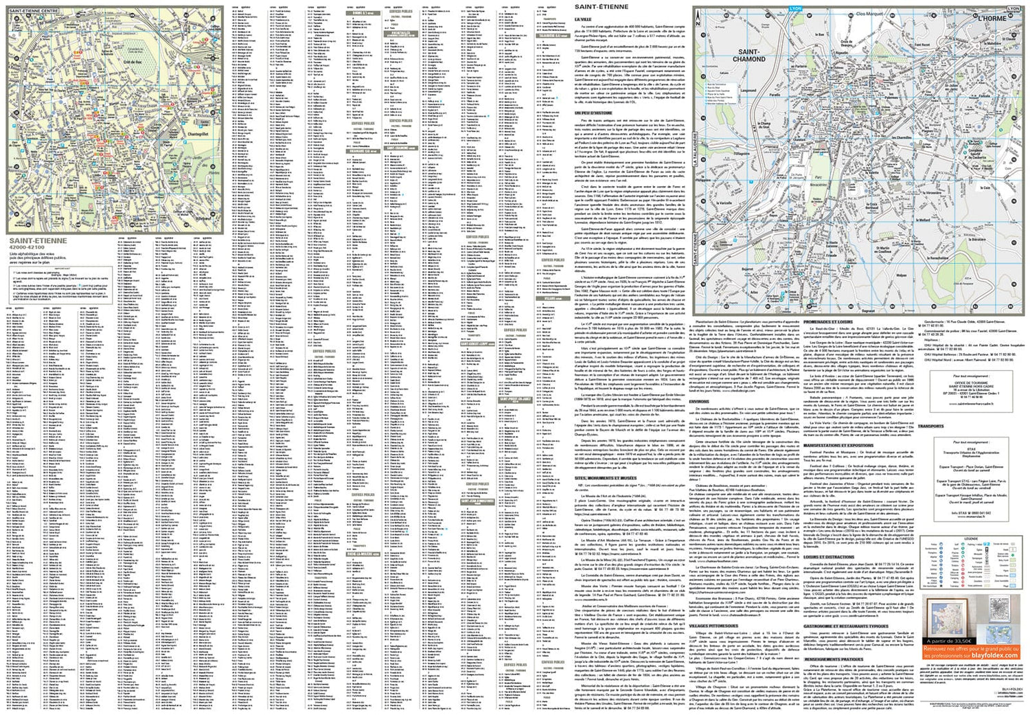 Saint-Étienne, Loire - Plan de ville | Blay Foldex plan de ville Blay Foldex
