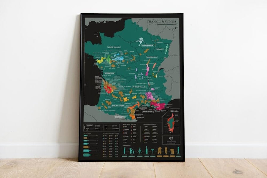 Scratch off wine map - France (50 x 70 cm ), en anglais | 1020 Dégustations carte murale petit tube 1020 Dégustations 