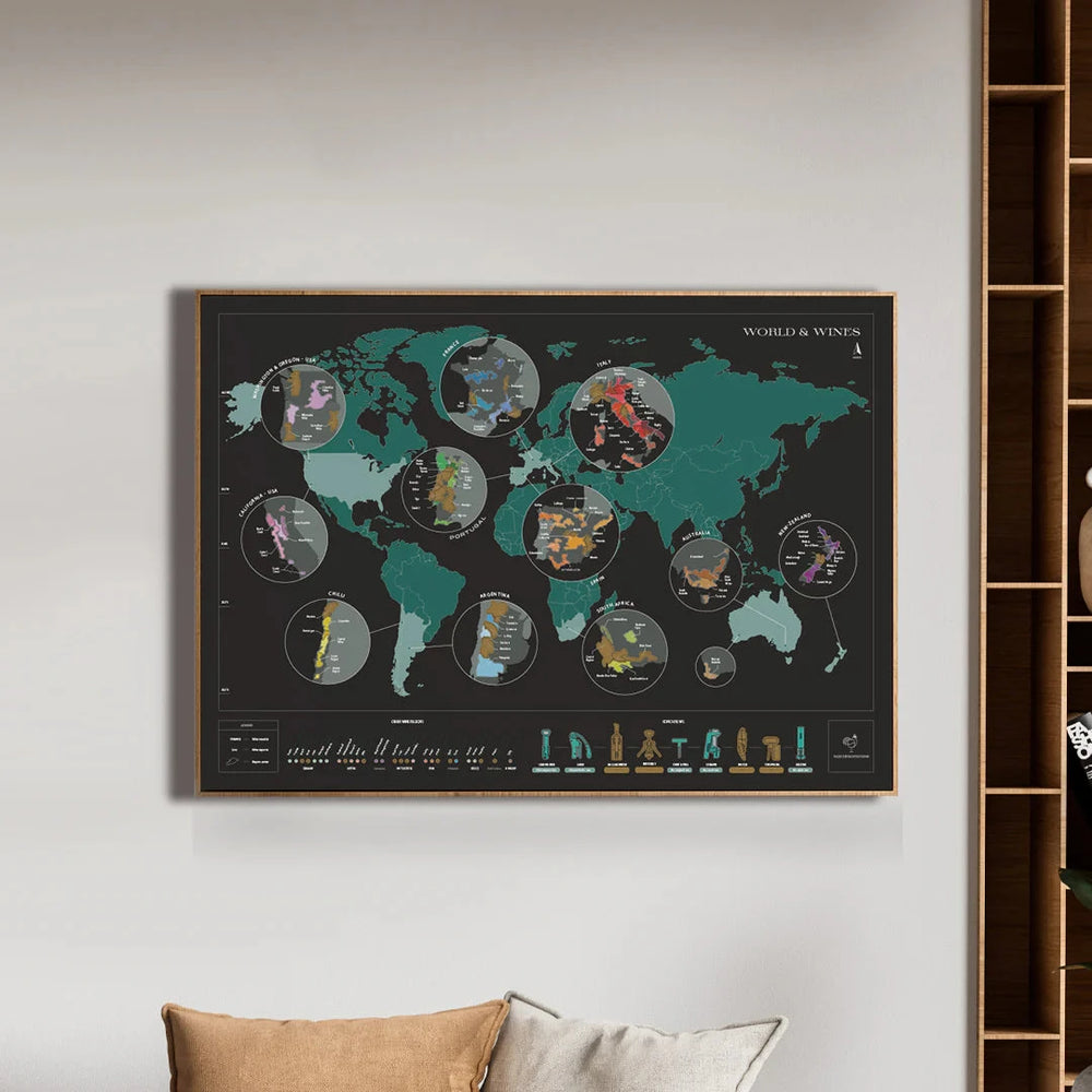 Scratch off wine map - World (70 x 50 cm ), en anglais | 1020 Dégustations carte murale petit tube 1020 Dégustations 